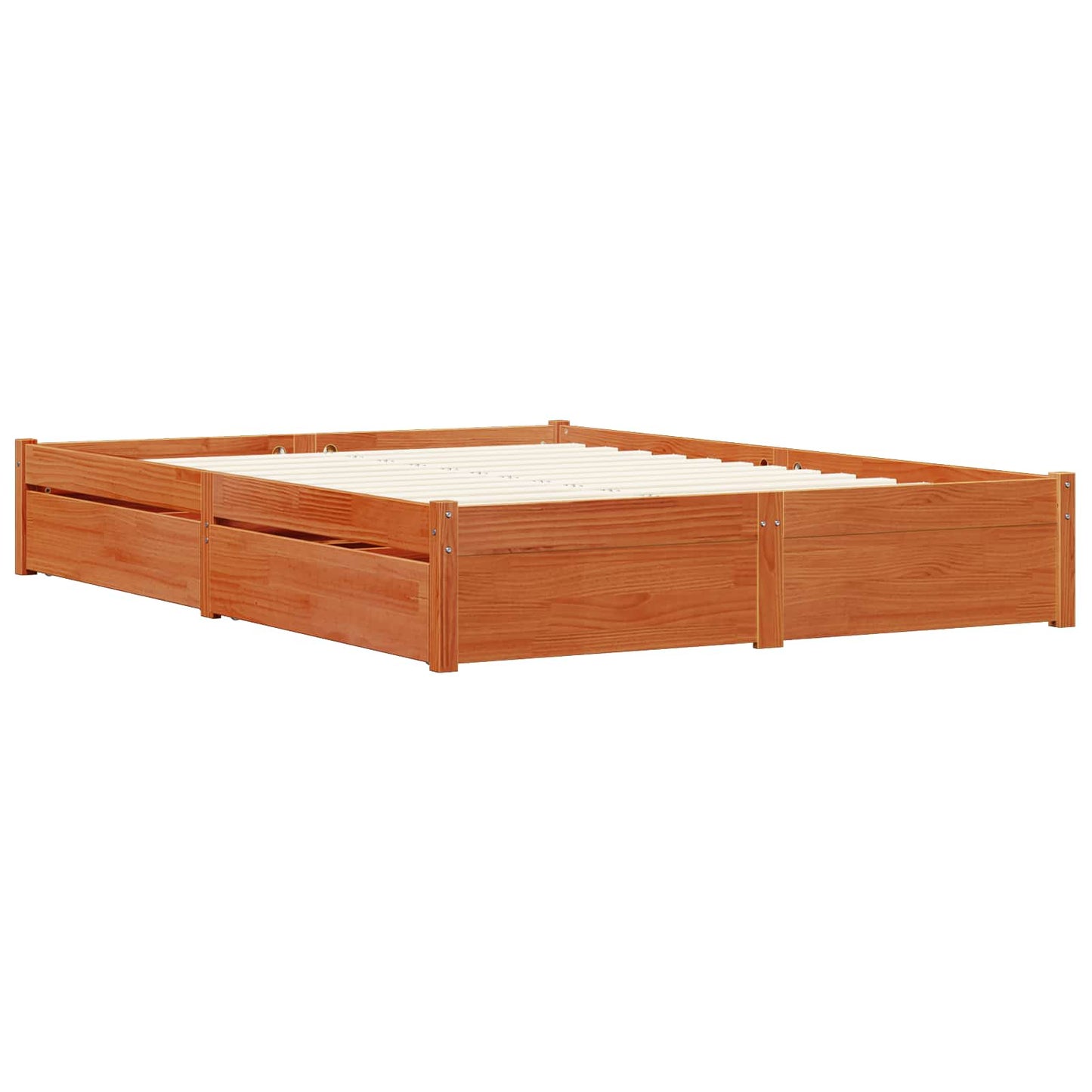 Sengestamme med skuff Vokset Brun 120 x 200 cm Massiv furu