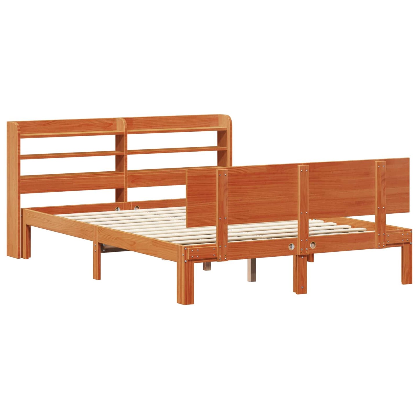 Sengestamme med hodegjerde 2 pcs Vokset Brun Massiv furu