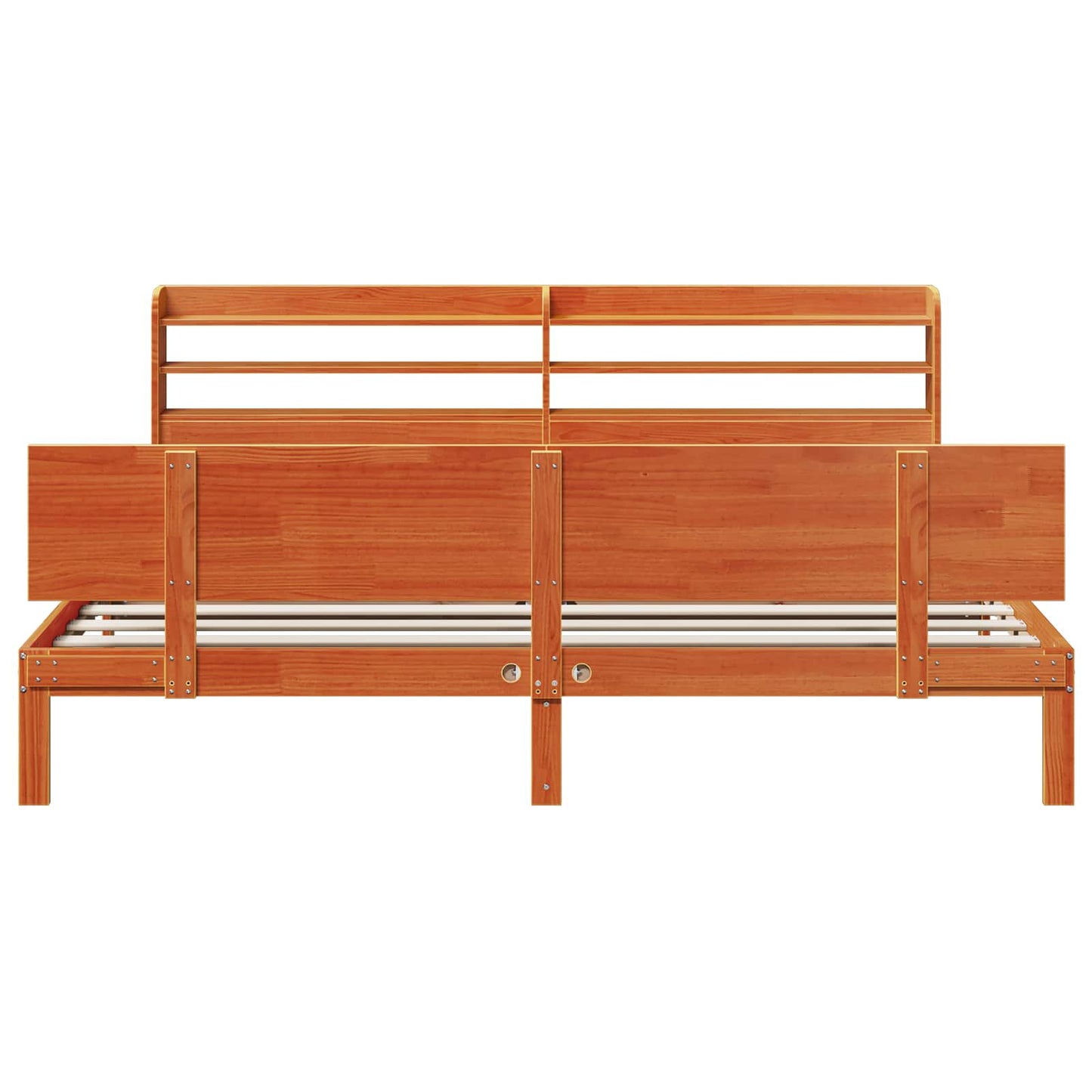Sengestamme med hodegjerde 2 pcs Vokset Brun Massiv furu