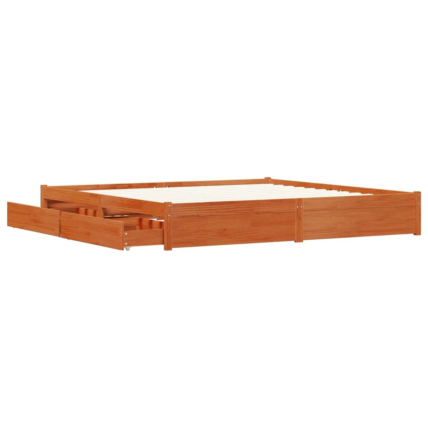 Sengestamme med skuff Vokset Brun 180 x 200 cm Massiv furu