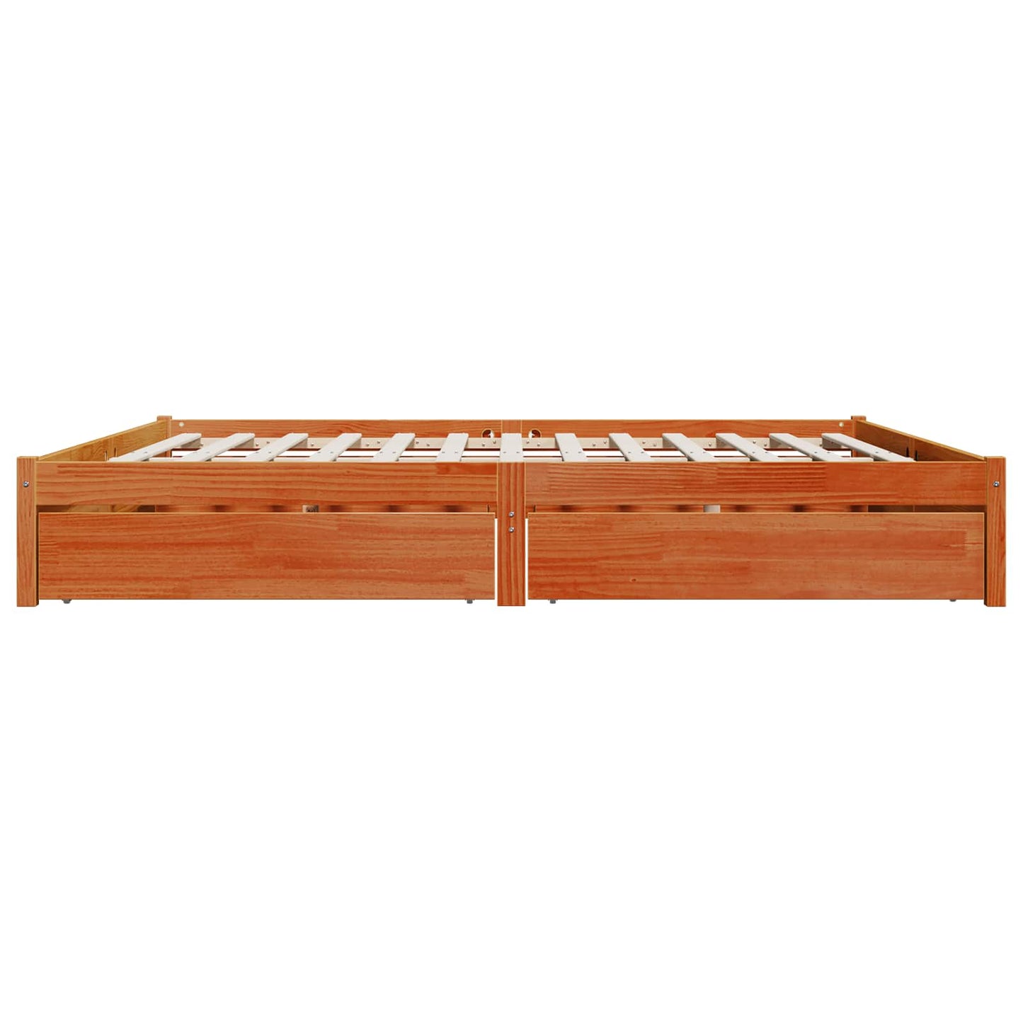 Sengestamme med skuff Vokset Brun 180 x 200 cm Massiv furu