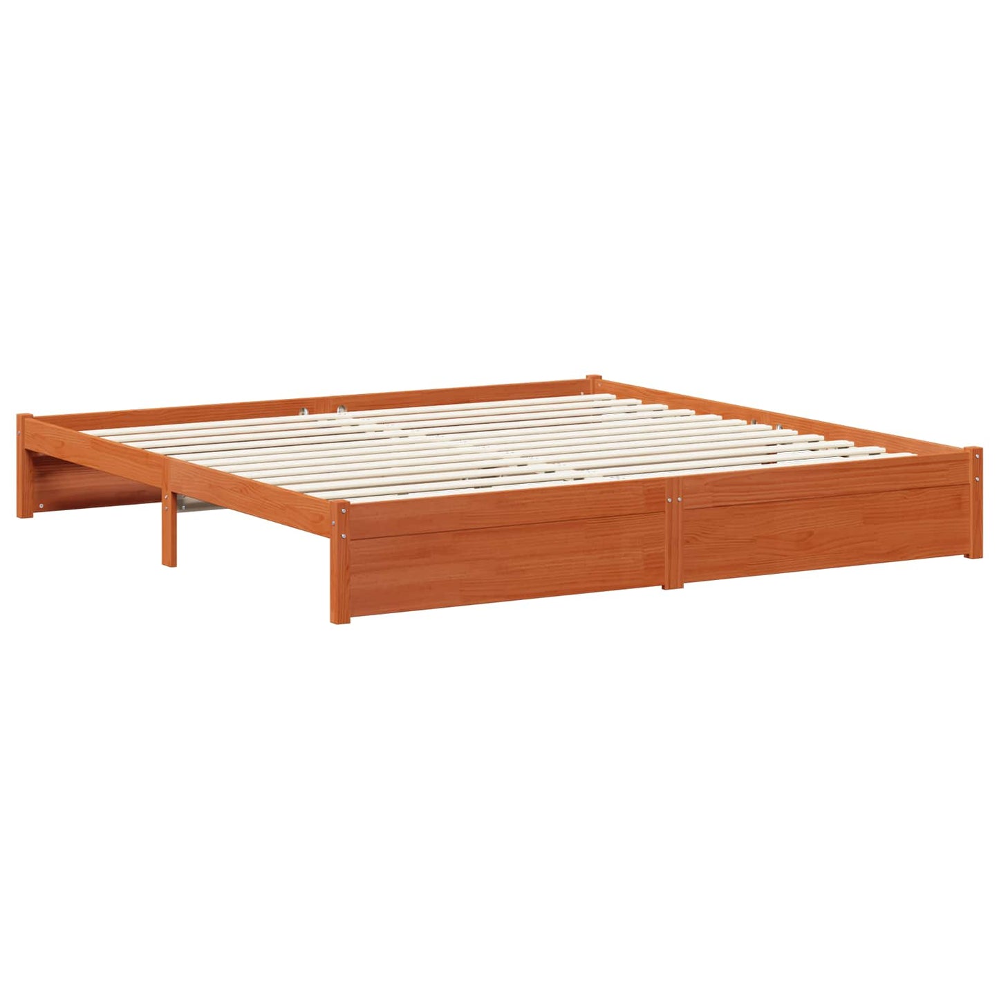 Sengestamme med skuff Vokset Brun 200 x 200 cm Massiv furu
