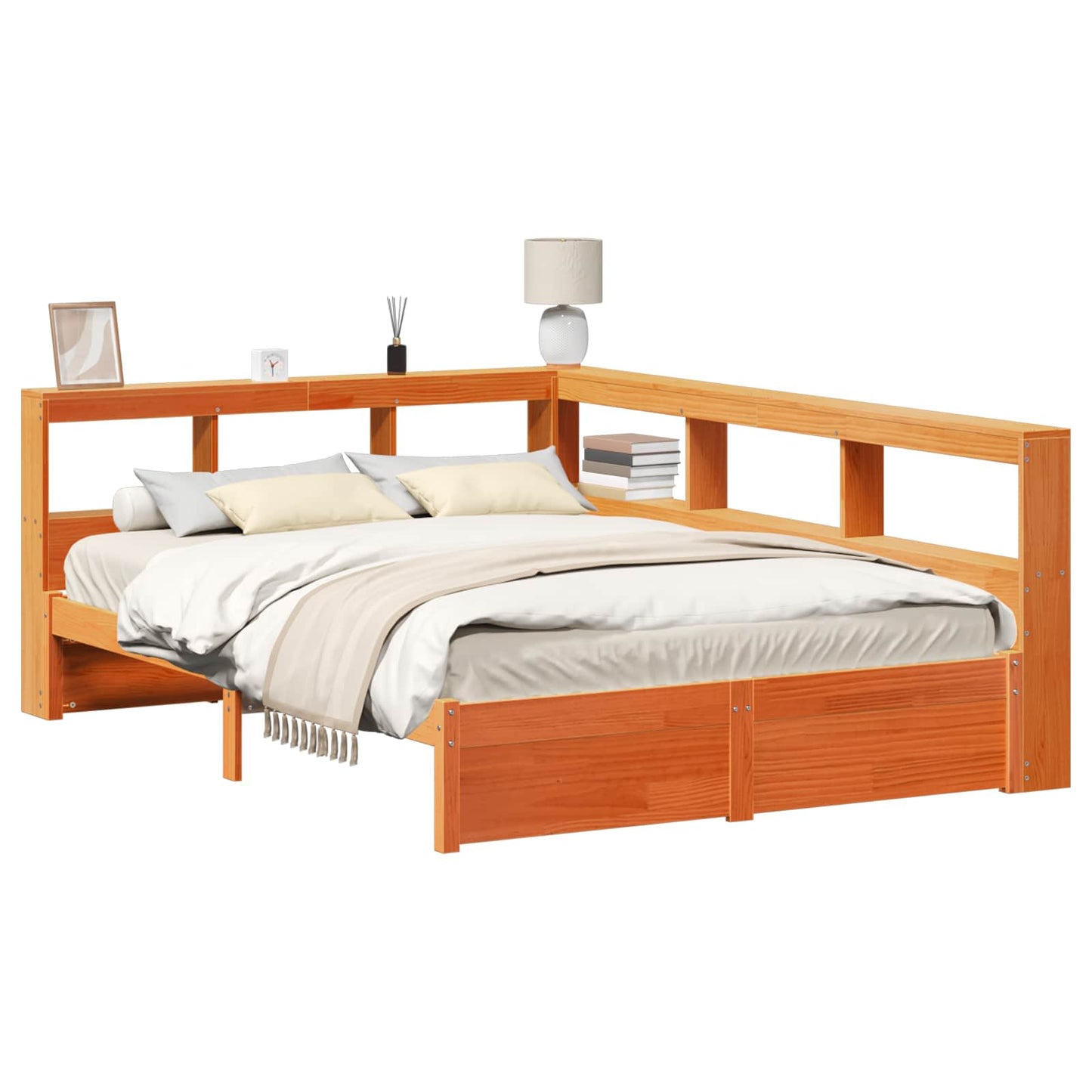 Bokhylle Seng 2 pcs Vokset Brun 200 x 150 cm Massiv furu