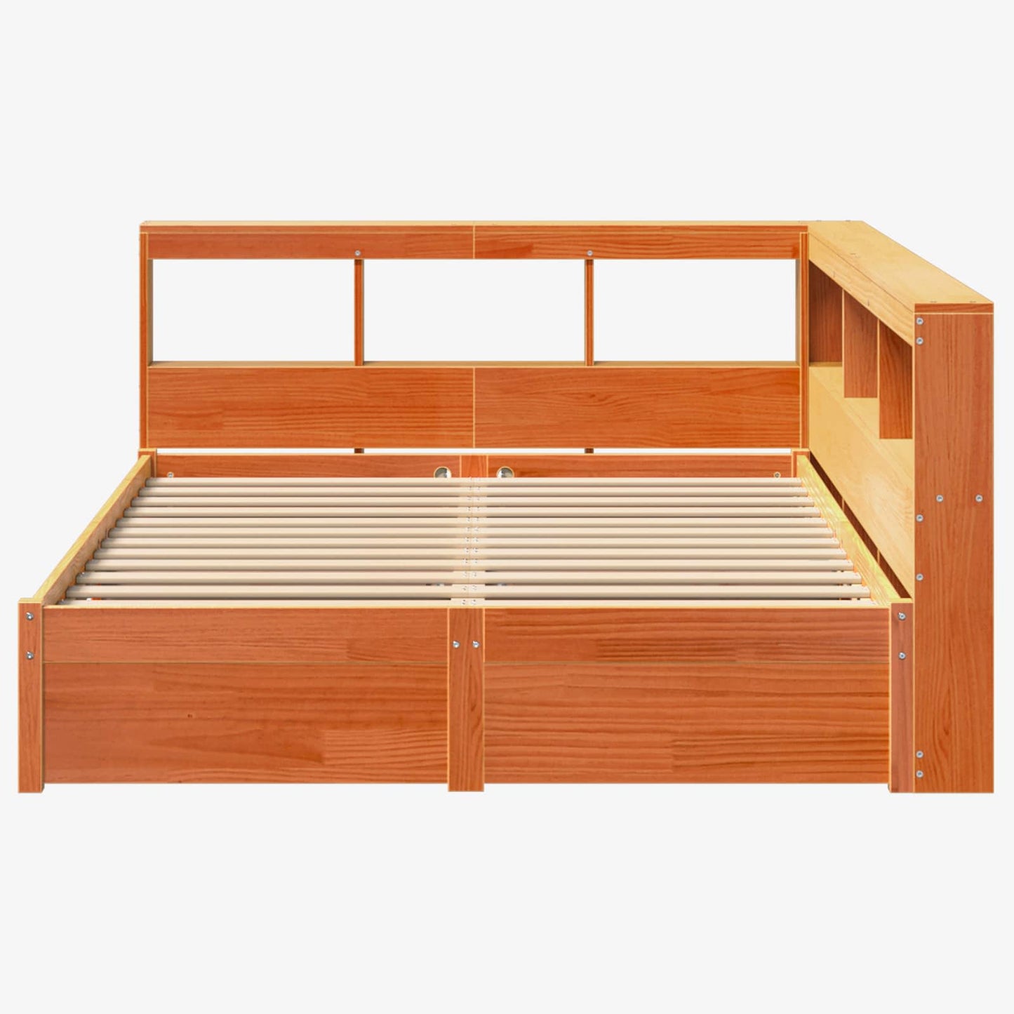 Bokhylle Seng 2 pcs Vokset Brun 200 x 150 cm Massiv furu