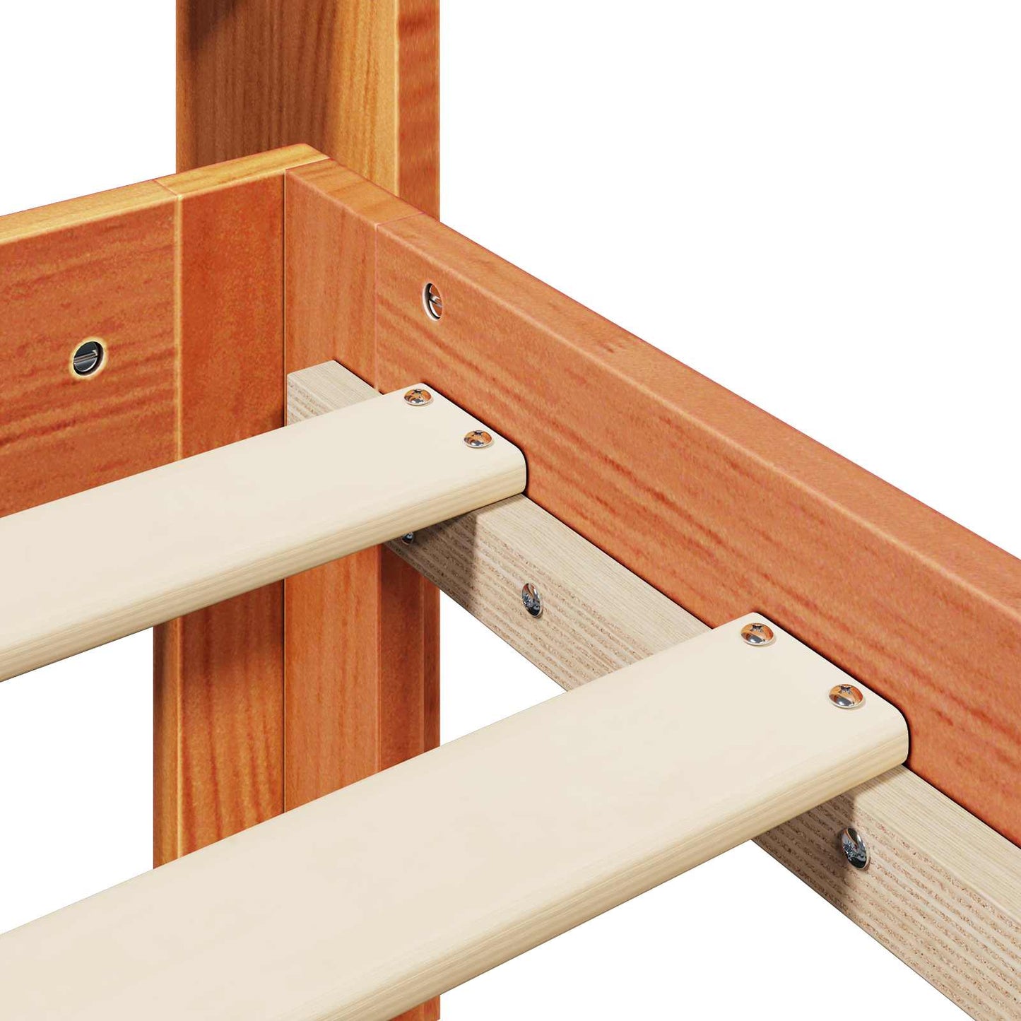 Sengestamme med hodegjerde 2 pcs Vokset Brun Massiv furu