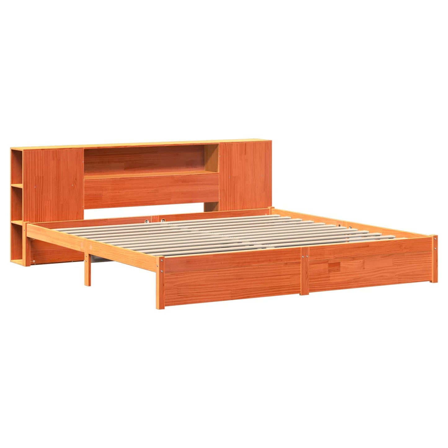 Sengramme med oppbevaringshodegavl 2 pcs Vokset Brun