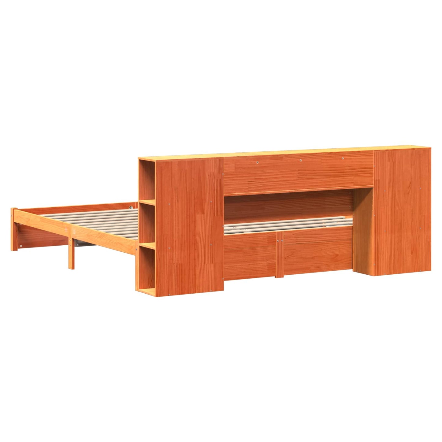Sengramme med oppbevaringshodegavl 2 pcs Vokset Brun