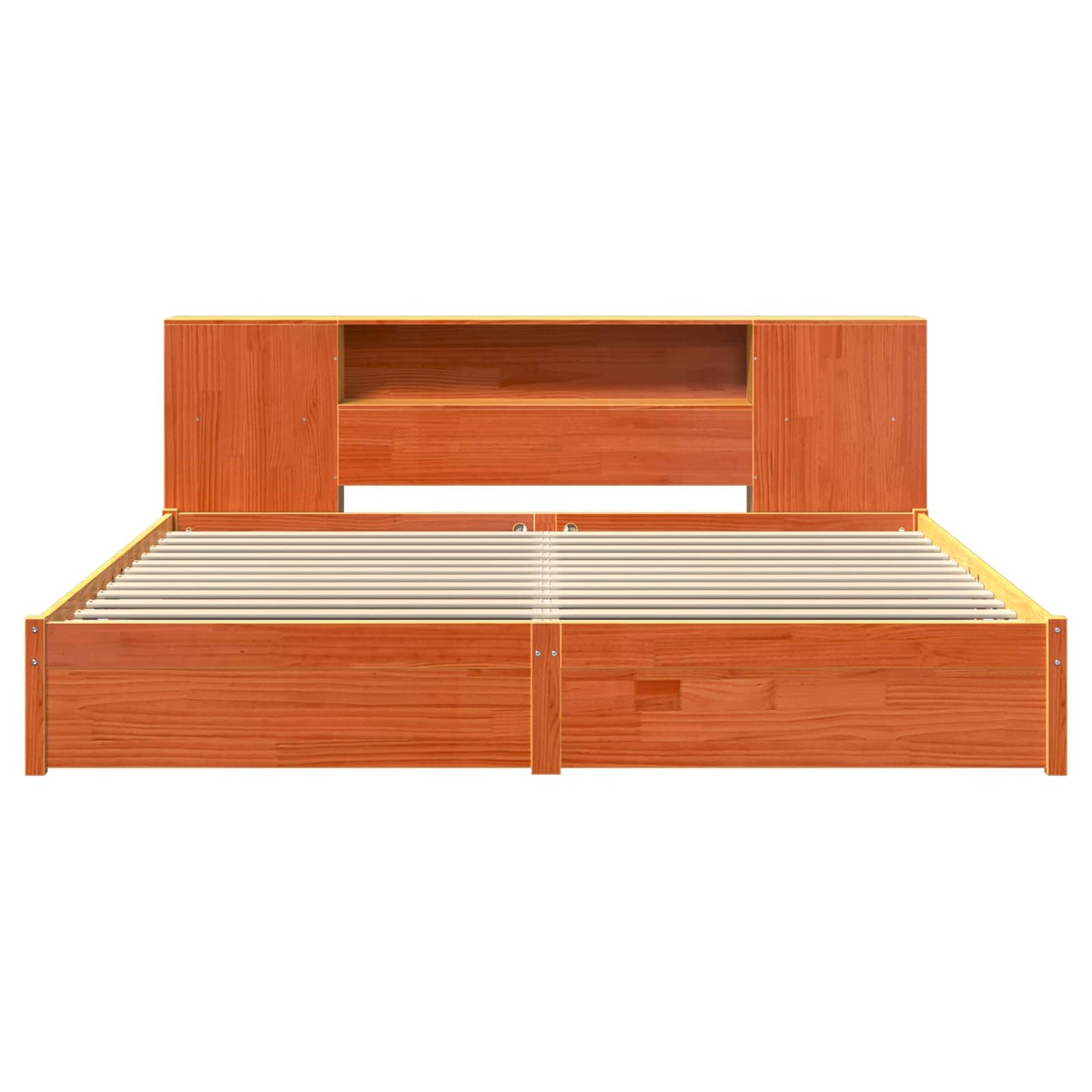 Sengramme med oppbevaringshodegavl 2 pcs Vokset Brun