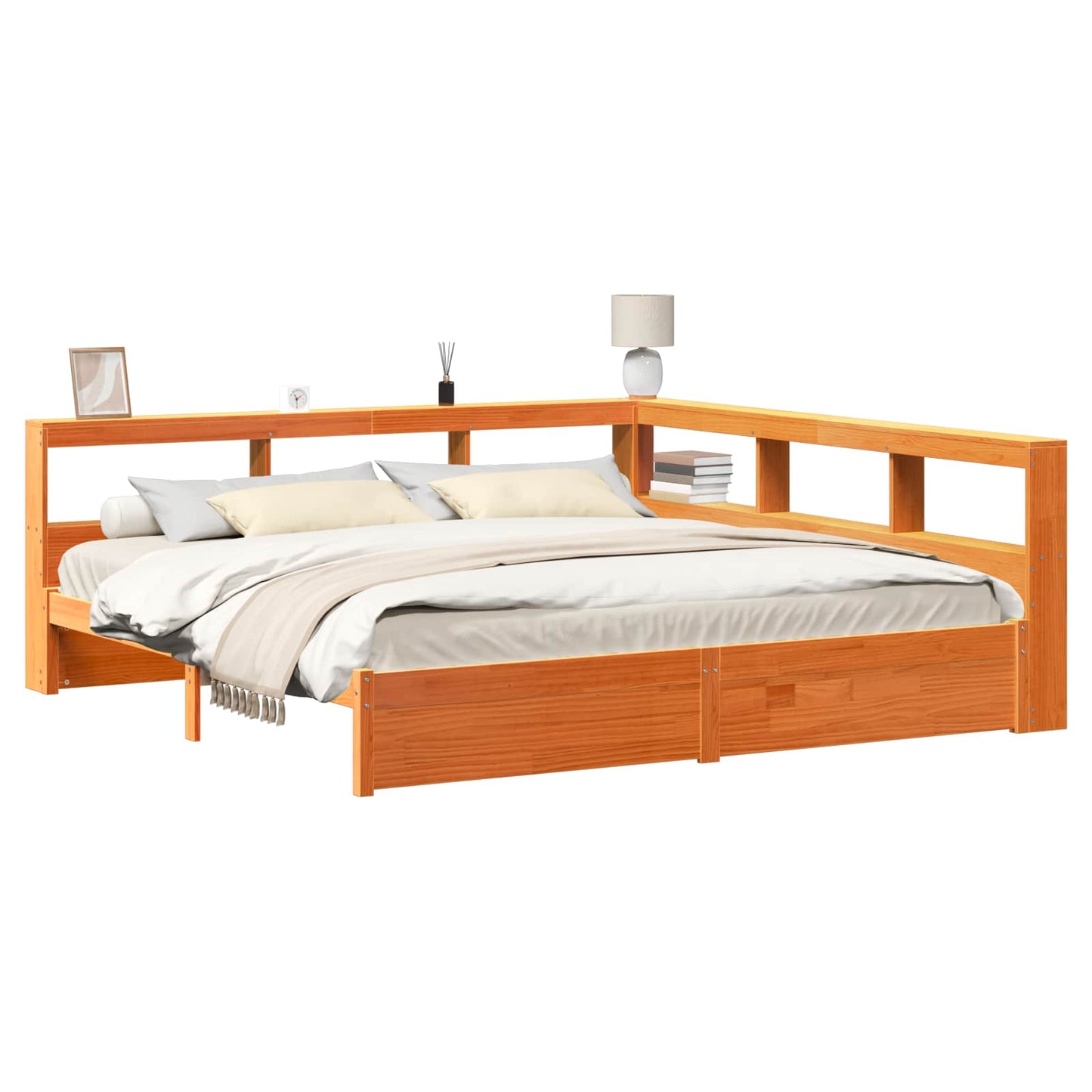 Bokhylle Seng 2 pcs Vokset Brun 200 x 200 cm Massiv furu
