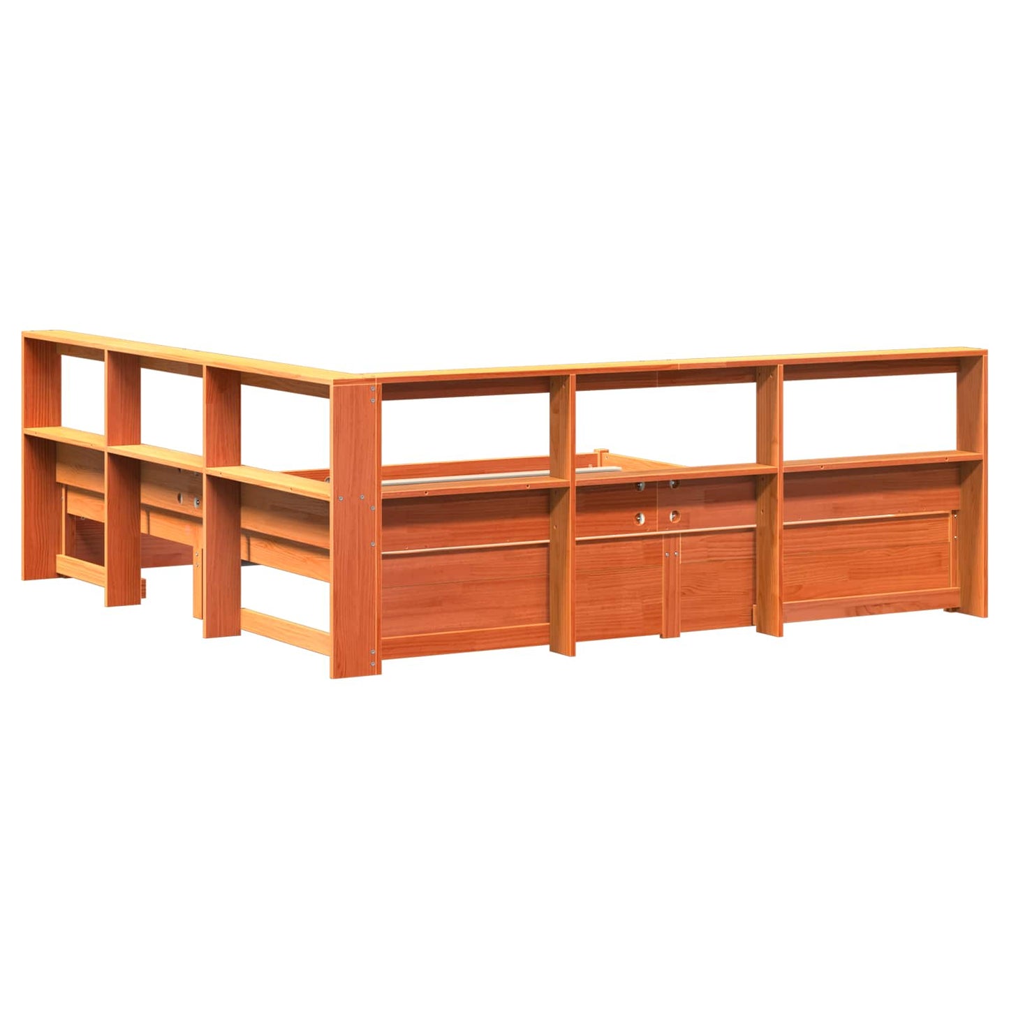 Bokhylle Seng 2 pcs Vokset Brun 200 x 200 cm Massiv furu