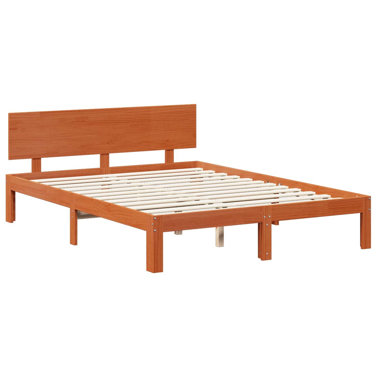 Sengestamme med hodegjerde 3 pcs Vokset Brun Massiv furu