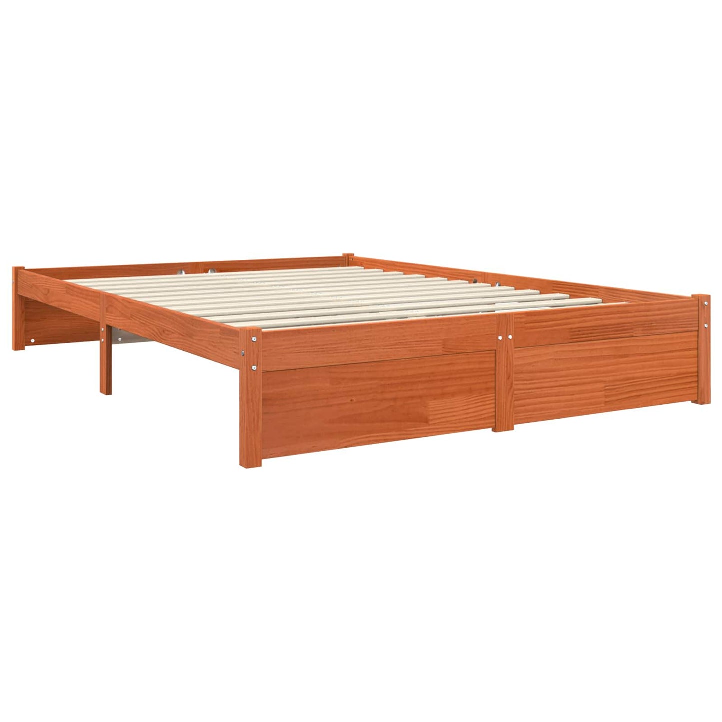 Bokhylle Seng Ramm med skuff VoksBrun 200 x 160 cm Massiv furu