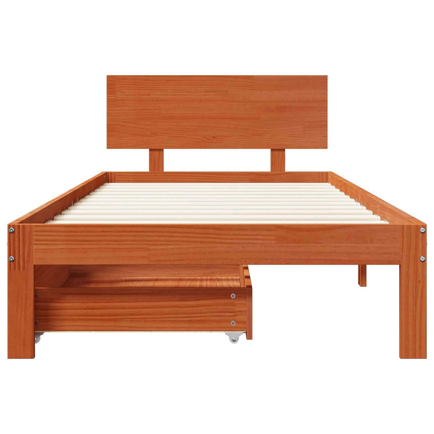 Sengestamme med hodegjerde 3 pcs Vokset Brun Massiv furu