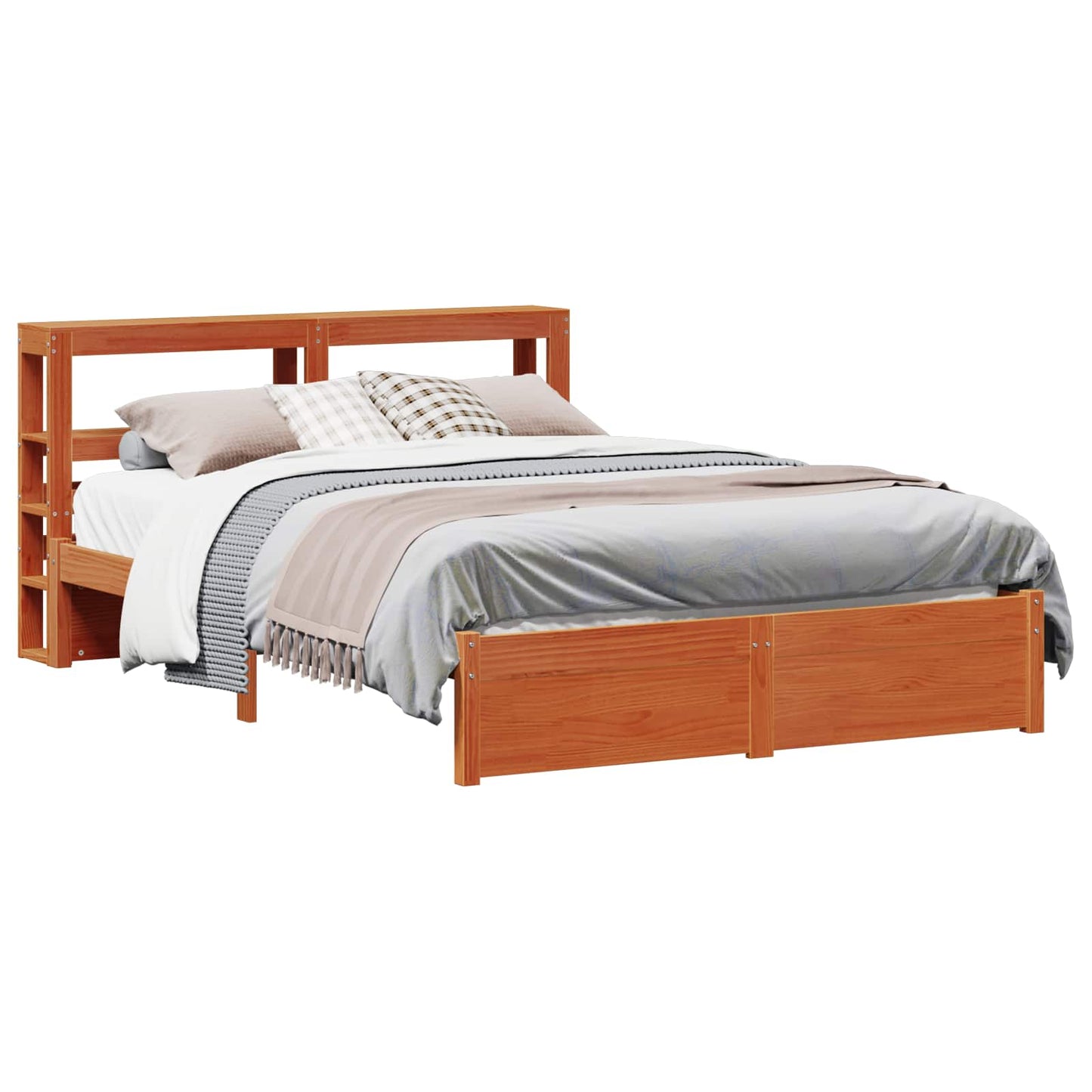 Sengestamme med hodegjerde Vokset Brun 150 x 200 cm Massiv furu
