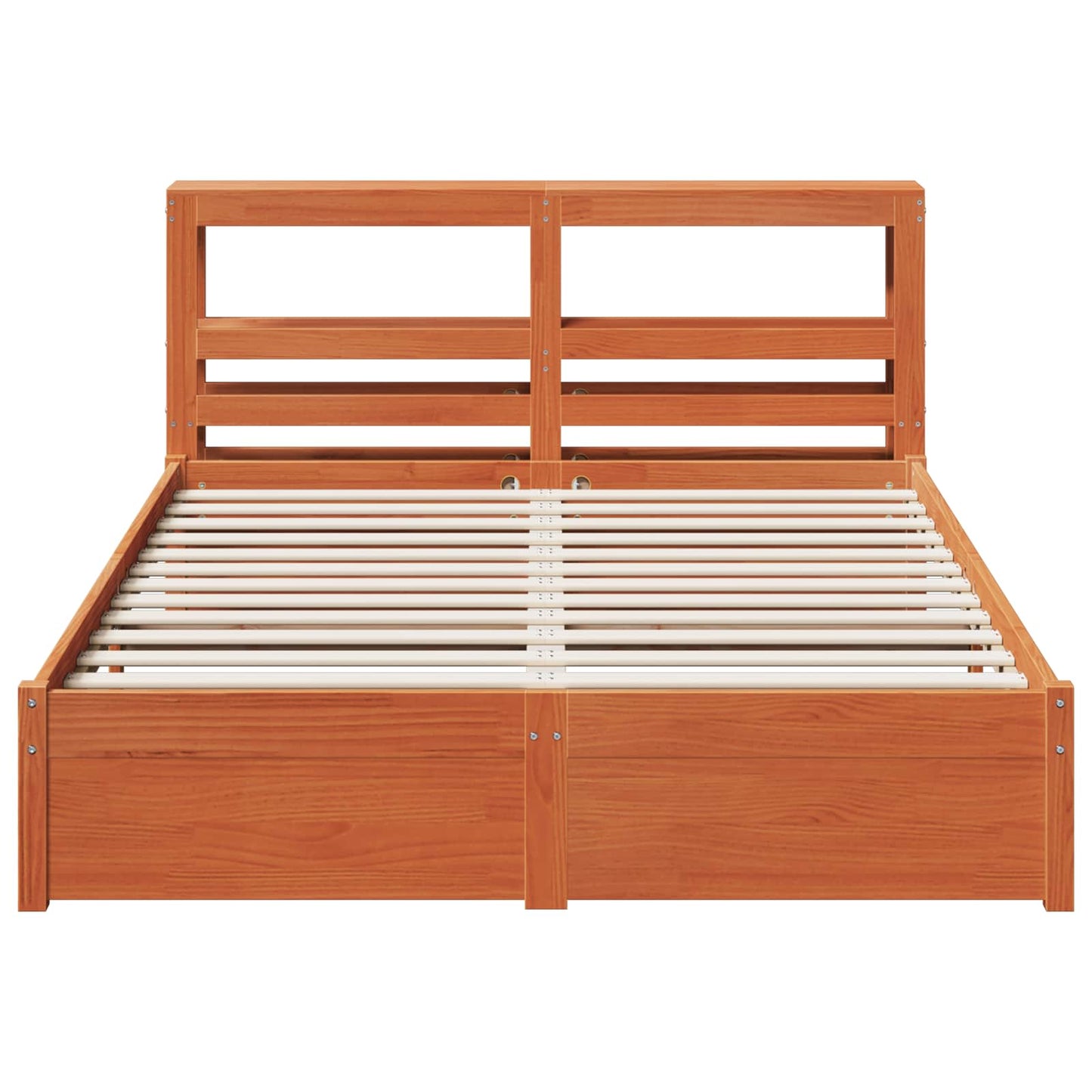 Sengestamme med hodegjerde Vokset Brun 150 x 200 cm Massiv furu