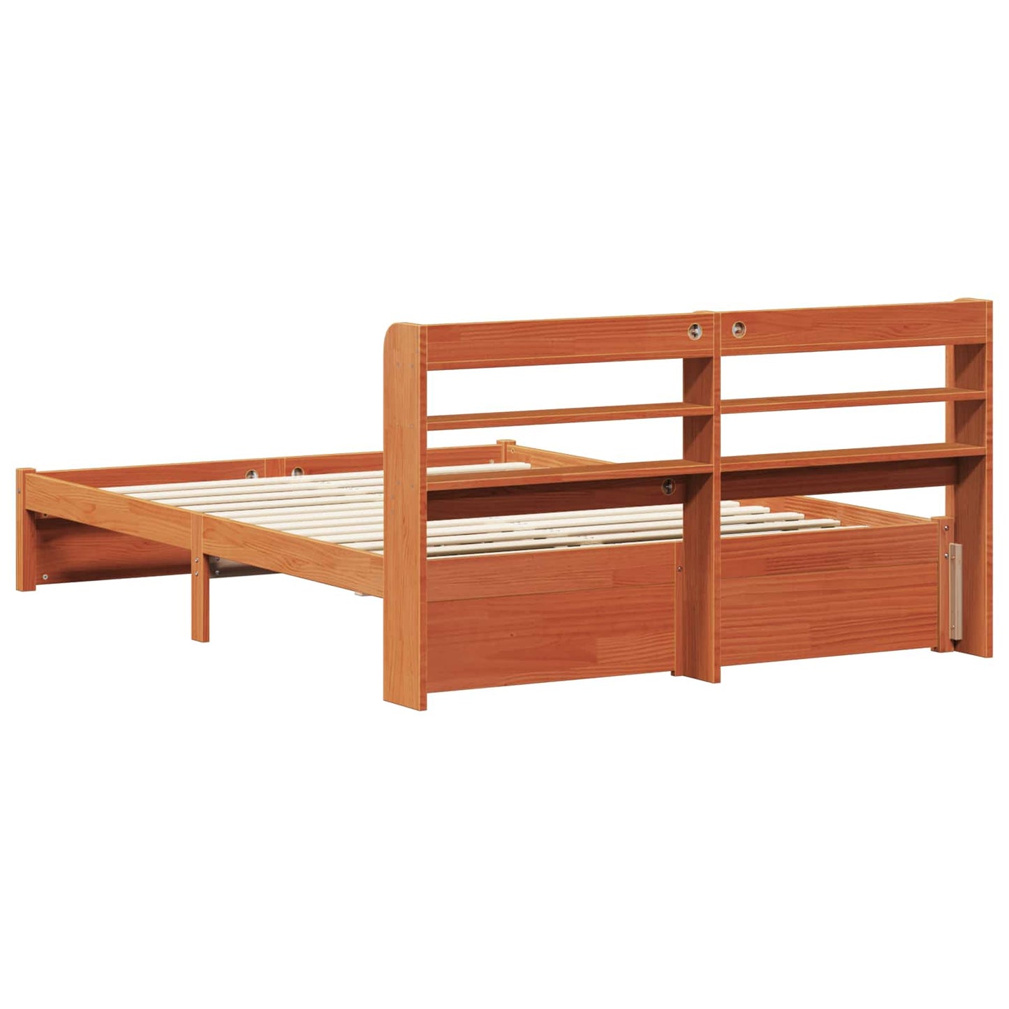 Sengestamme med hodegjerde 2 pcs Vokset Brun Massiv furu