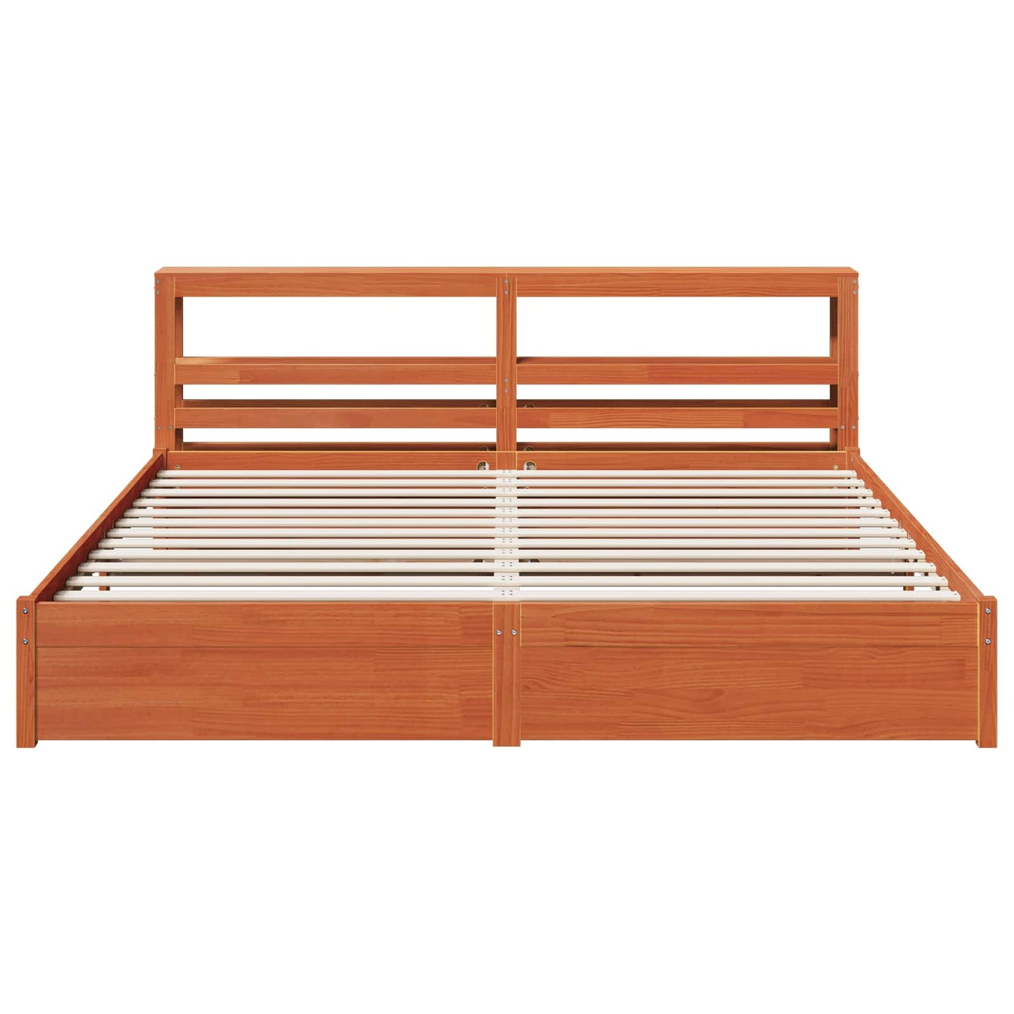 Sengestamme med hodegjerde Vokset Brun 180 x 200 cm Massiv furu