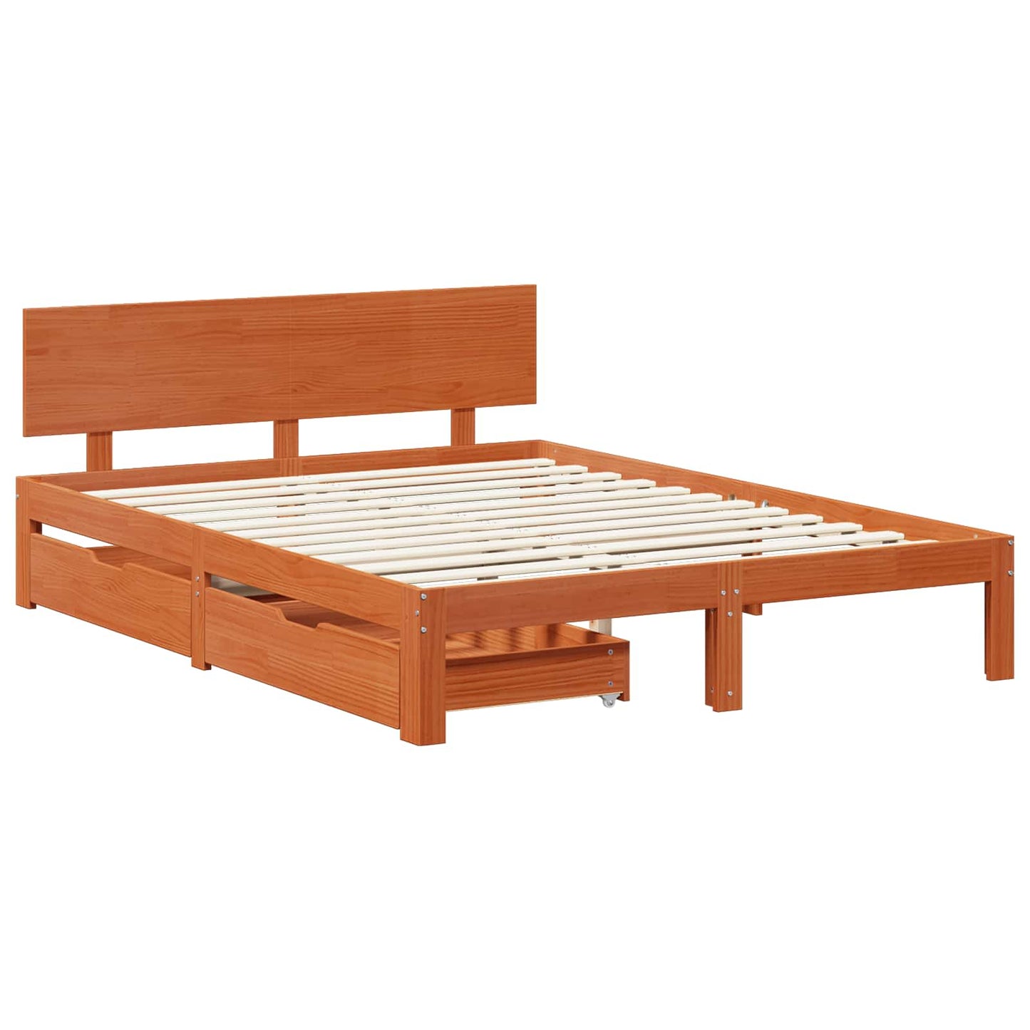 Sengestamme med hodegjerde 3 pcs Vokset Brun Massiv furu