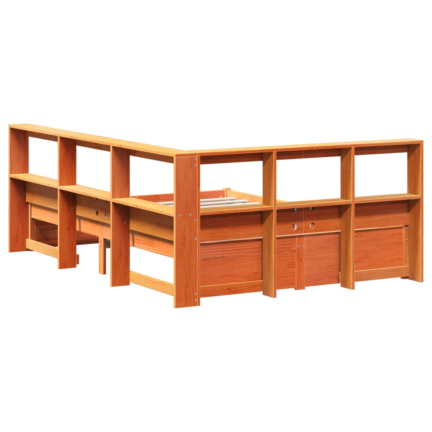 Bokhylle Seng 2 pcs Vokset Brun 200 x 140 cm Massiv furu
