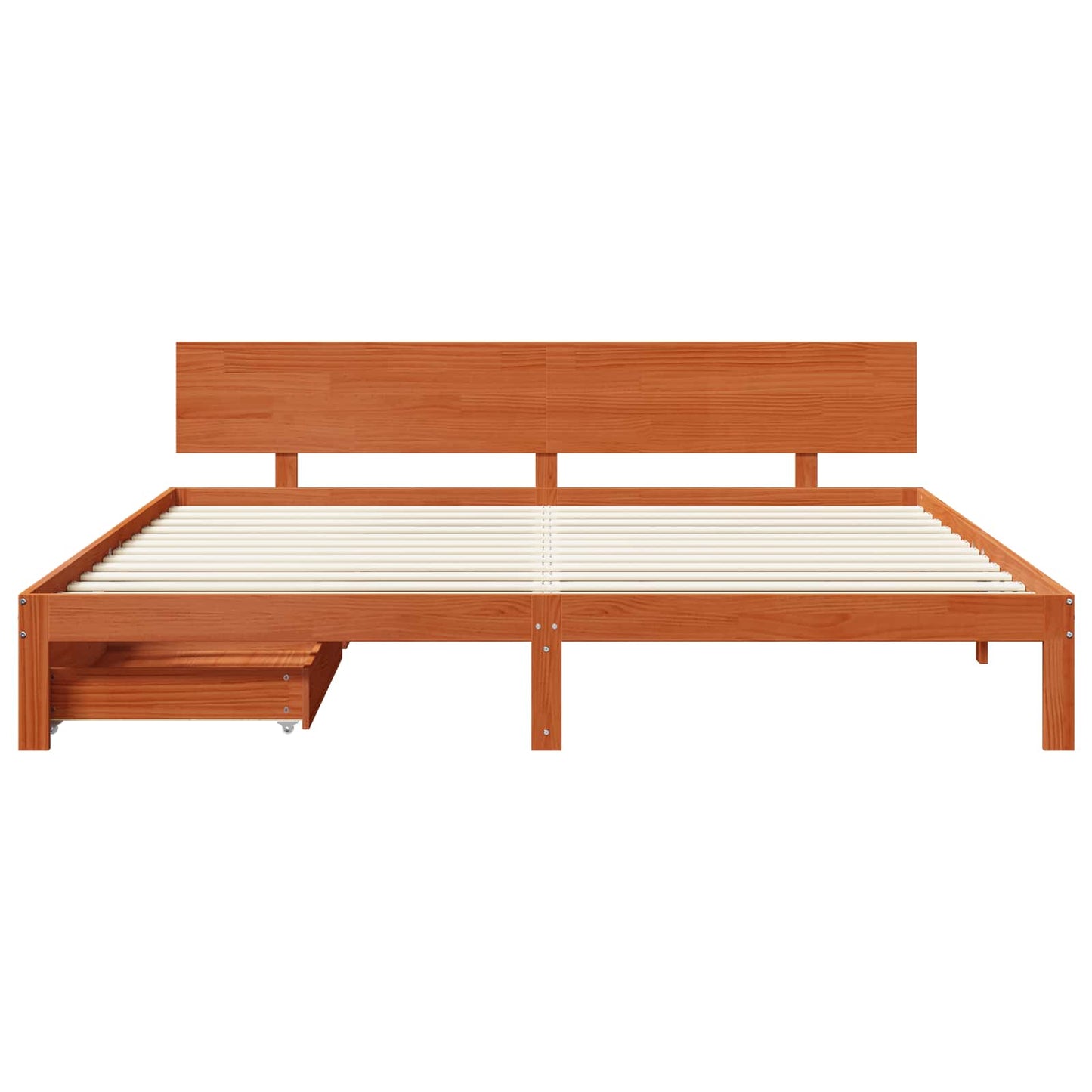 Sengestamme med hodegjerde Vokset Brun 180 x 200 cm Massiv furu