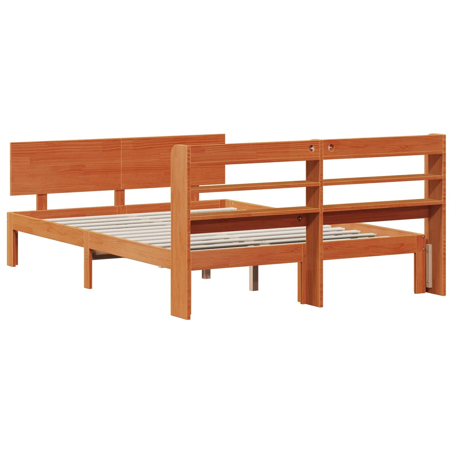 Sengestamme med hodegjerde 2 pcs Vokset Brun Massiv furu
