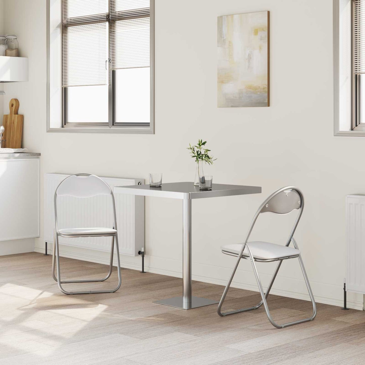 Sammenleggbart stol 2 pcs Hvit og Grå 48 x 43,5 x 81 cm