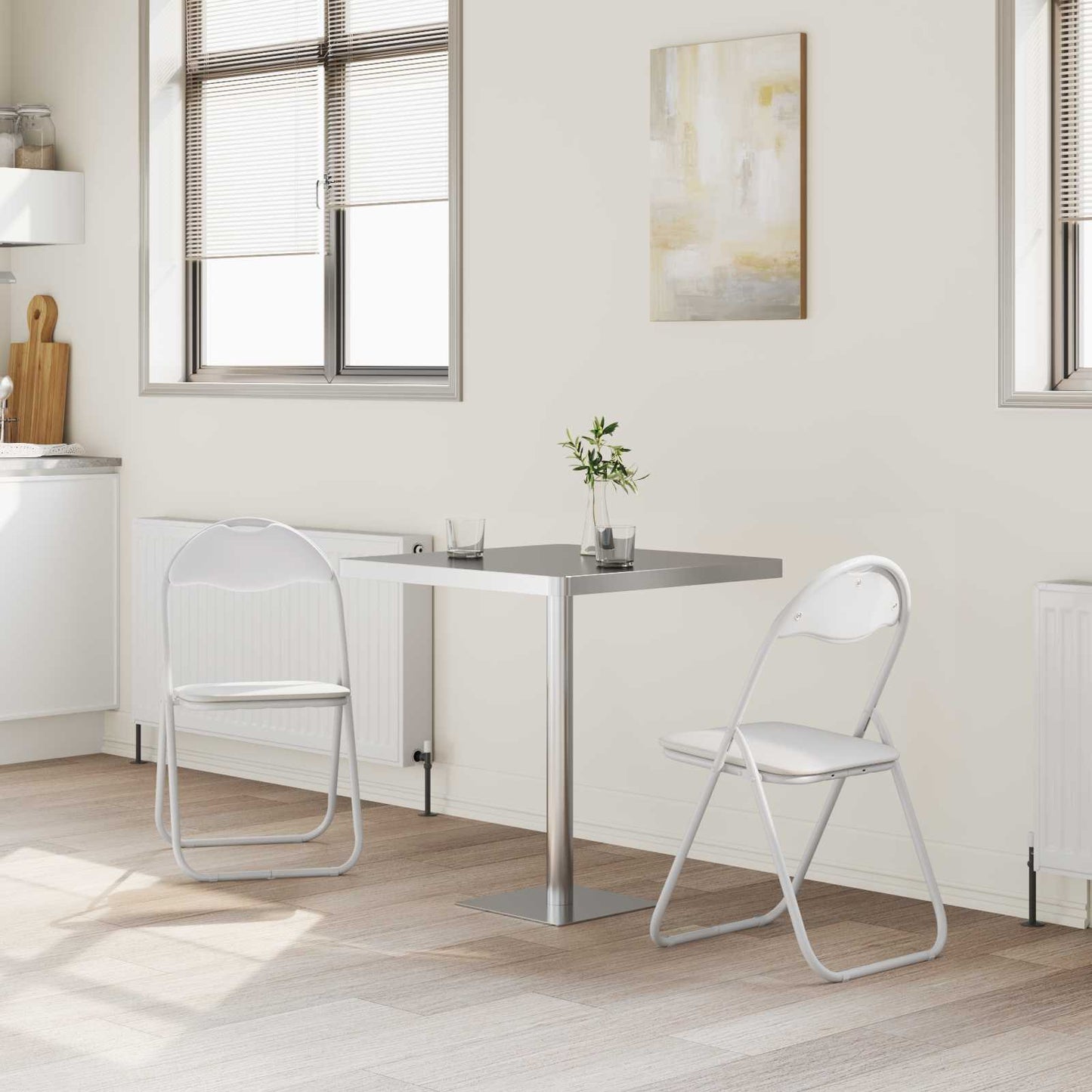 Sammenleggbart stol 2 pcs Kunstlær Hvit 48 x 43,5 x 81 cm