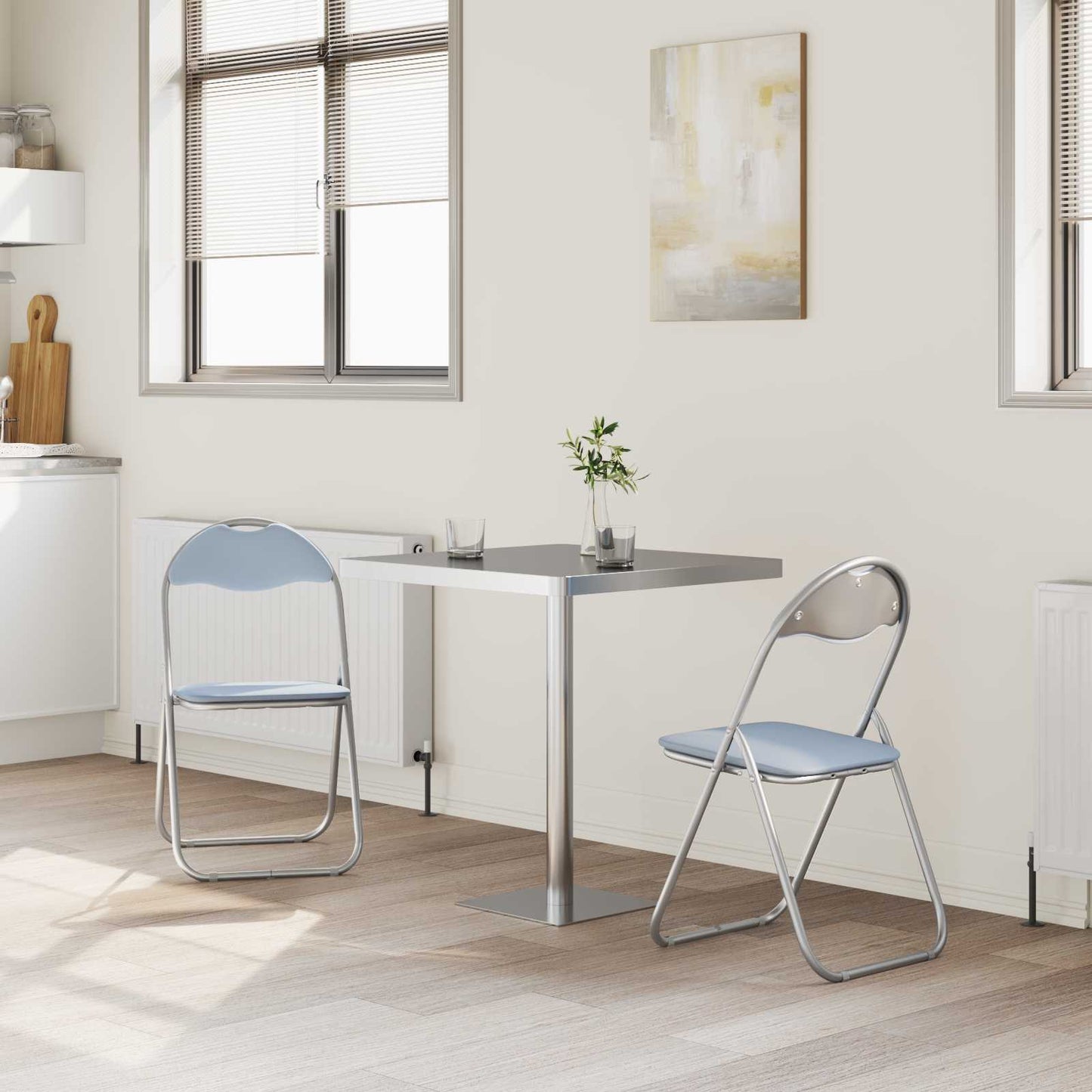 Sammenleggbart stol 2 pcs Grå 48 x 43,5 x 81 cm Kunstlær