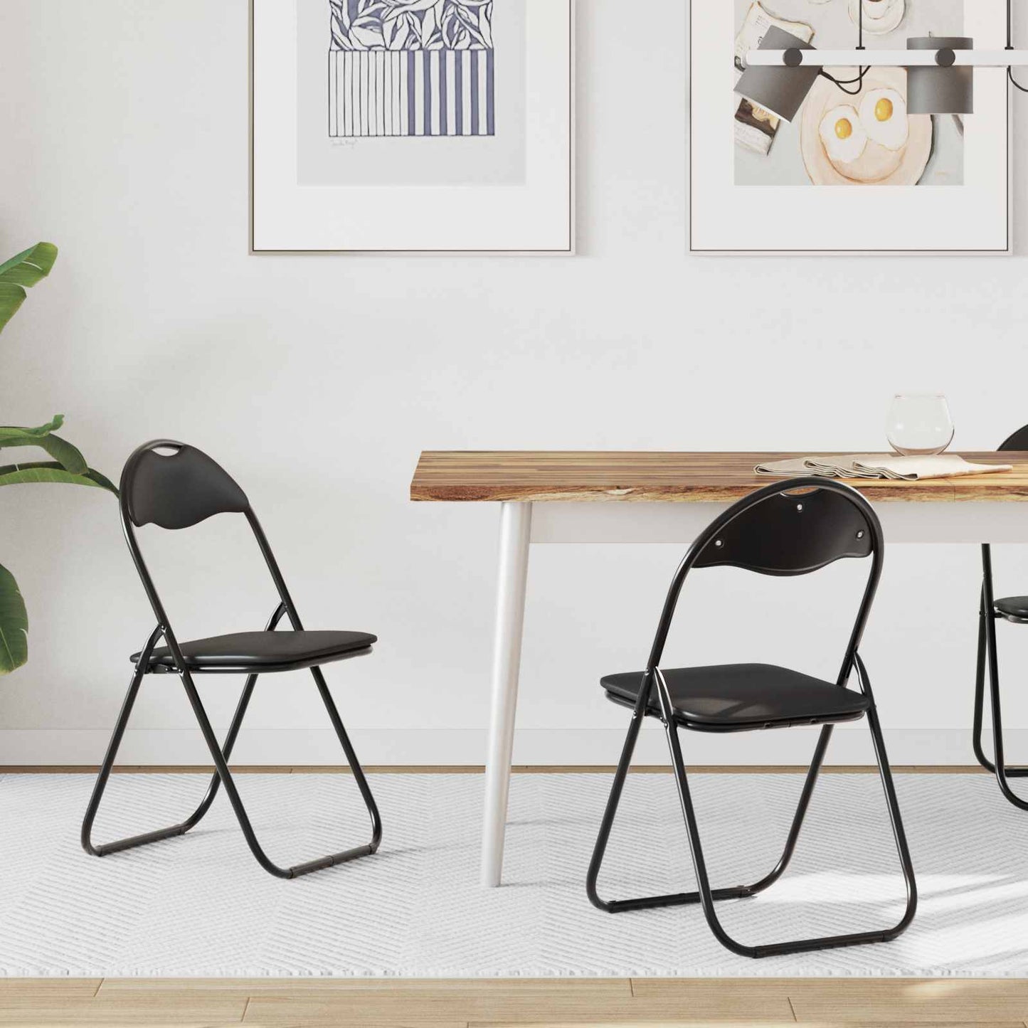 Sammenleggbart stol 2 pcs Svart 48 x 43,5 x 81 cm Kunstlær
