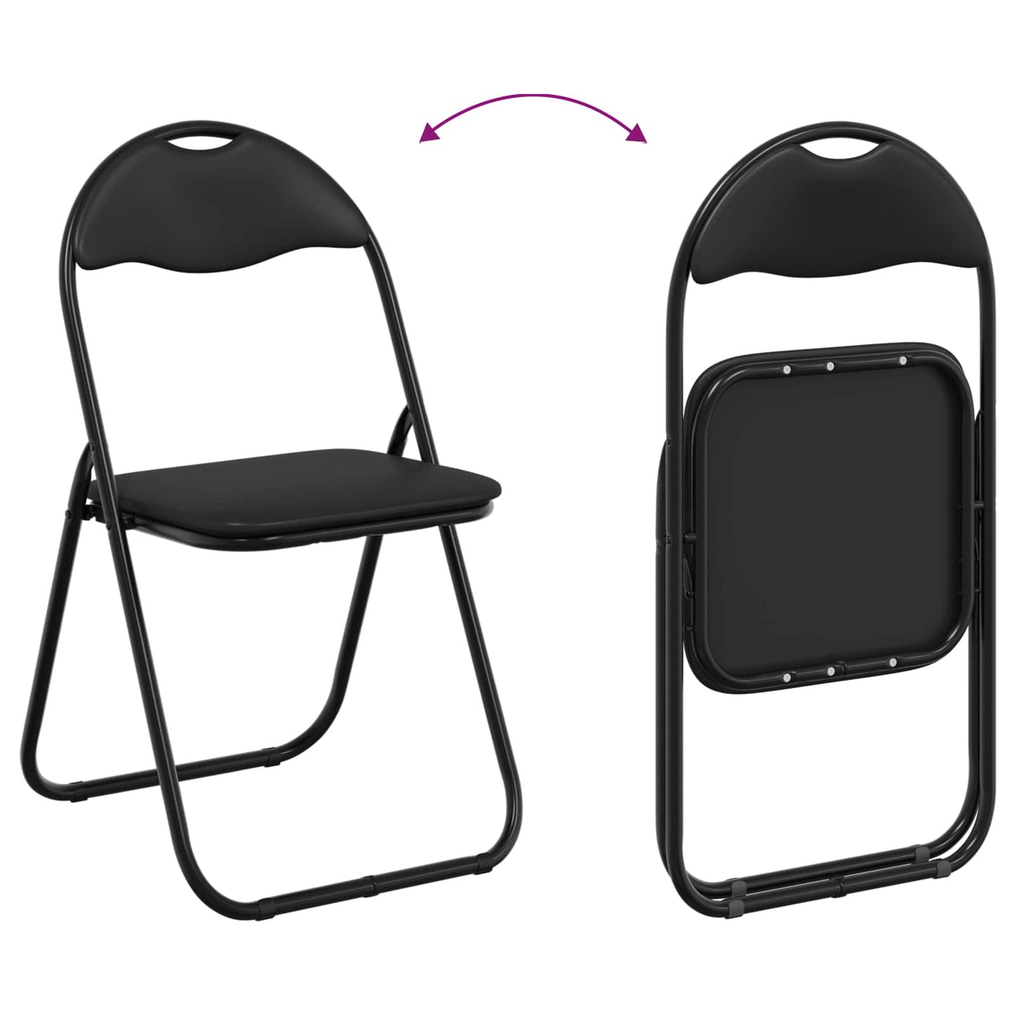 Sammenleggbart stol 2 pcs Svart 48 x 43,5 x 81 cm Kunstlær