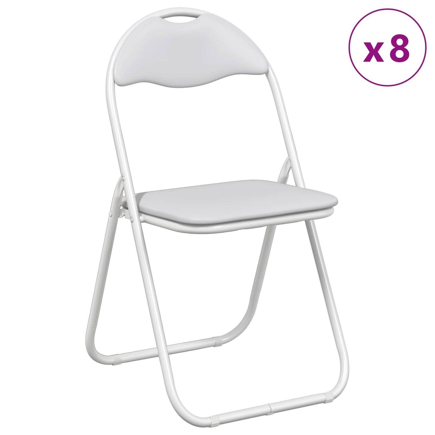 Sammenleggbart stol 8 pcs Hvit 48 x 43,5 x 81 cm Kunstlær