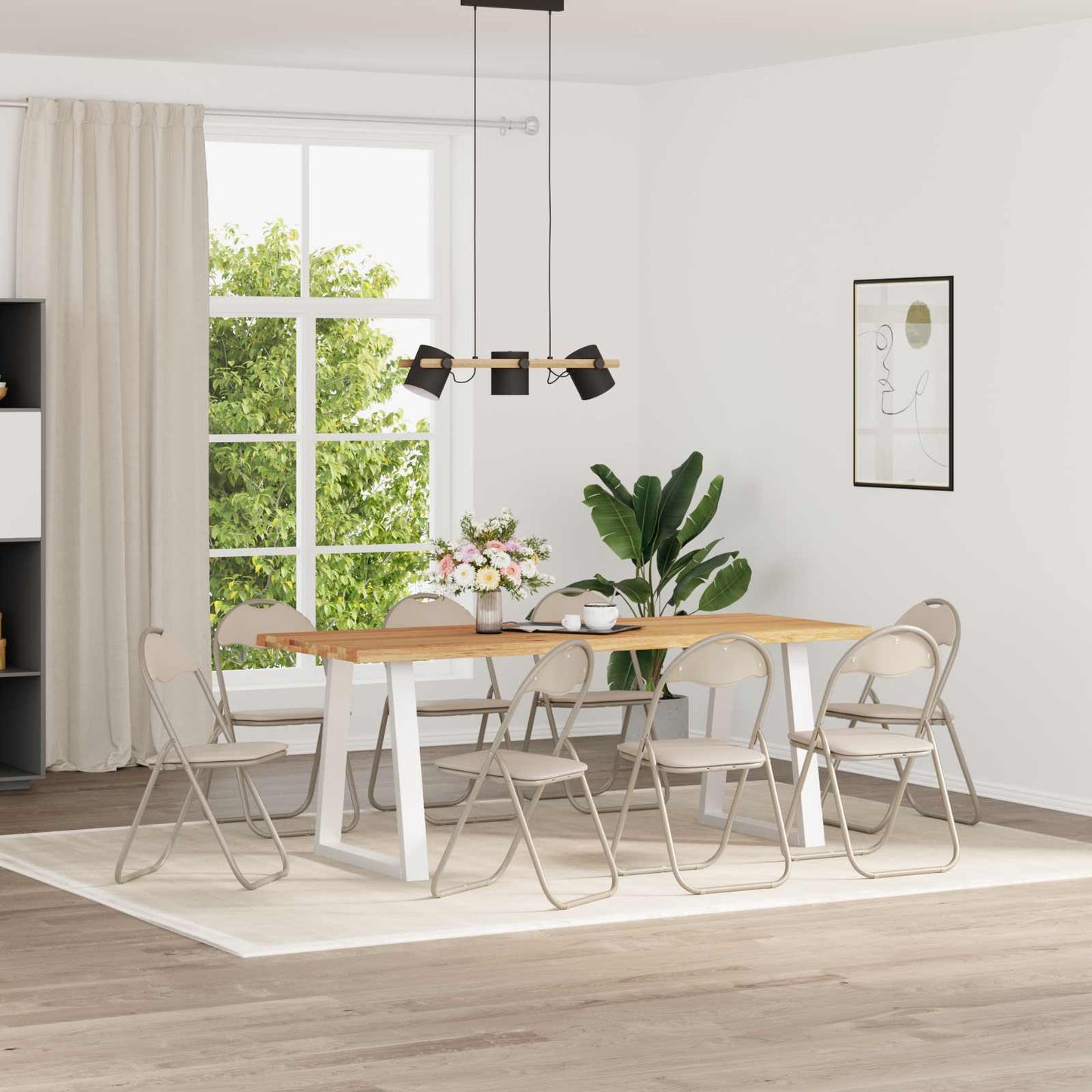 Sammenleggbart stol 8 pcs sand 48 x 43,5 x 81 cm Kunstlær