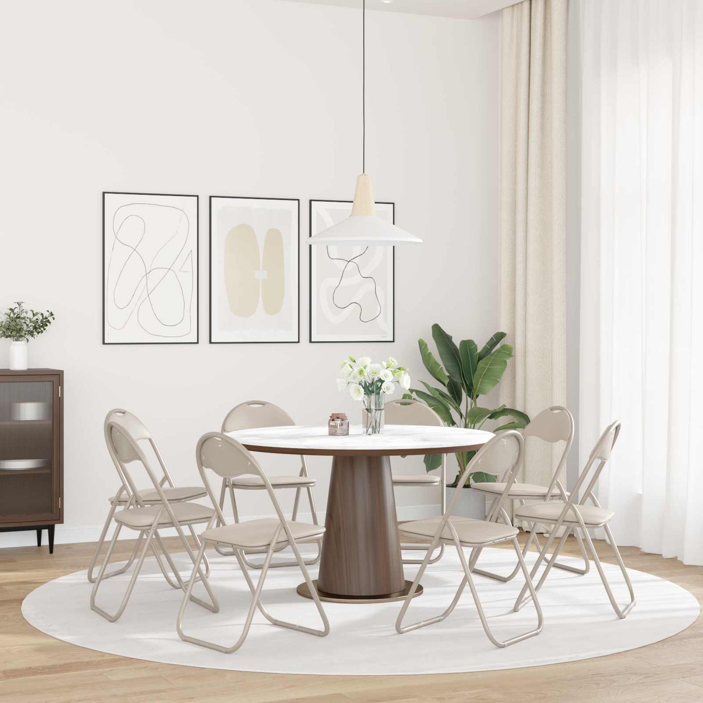 Sammenleggbart stol 8 pcs sand 48 x 43,5 x 81 cm Kunstlær