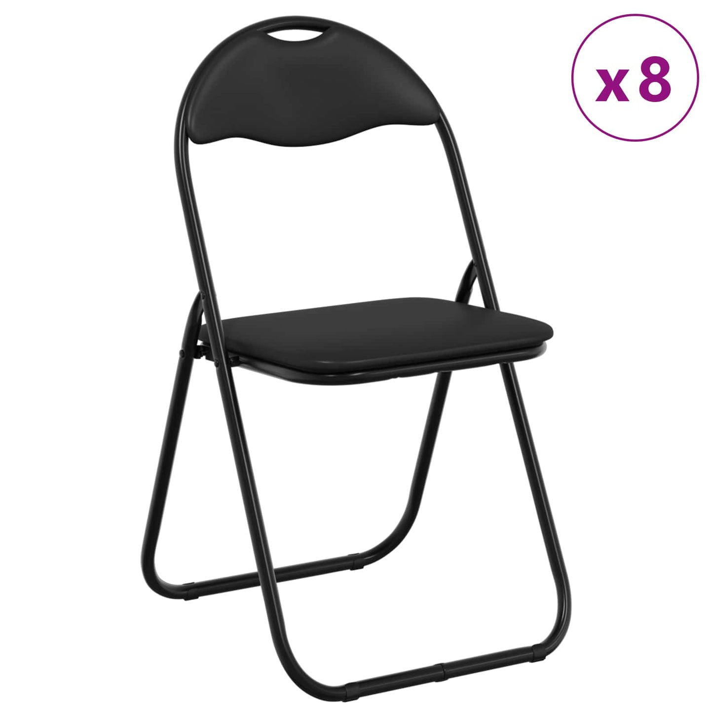 Sammenleggbart stol 8 pcs Svart 48 x 43,5 x 81 cm Kunstlær