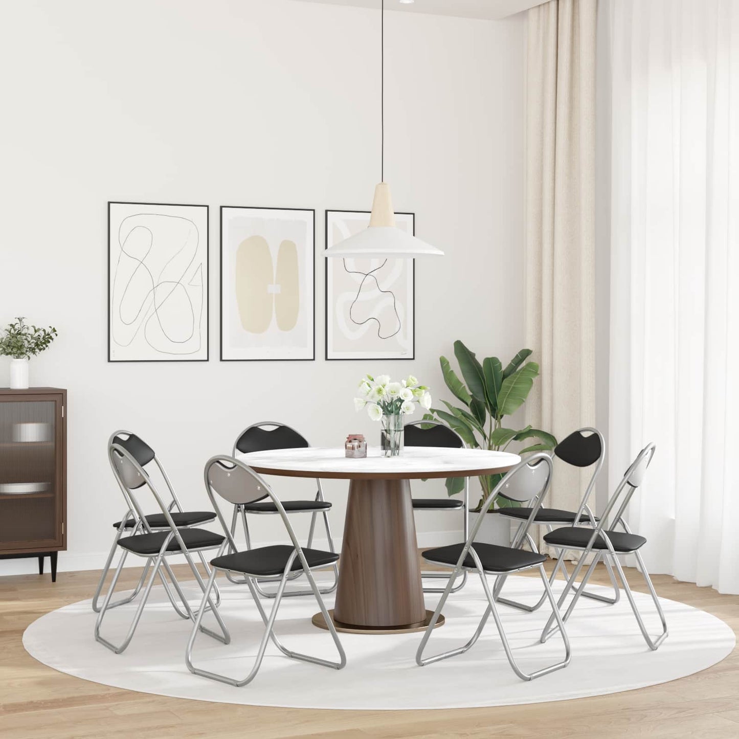 Samlebar Dinning Stol 8 pcs Svart 48 x 43,5 x 81 cm PVC stål vidaXL