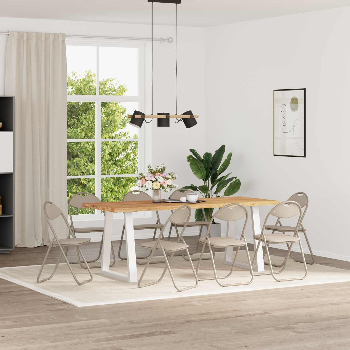 Samlebar Dinning Stol 8 pcs sand 48 x 43,5 x 81 cm PVC stål vidaXL