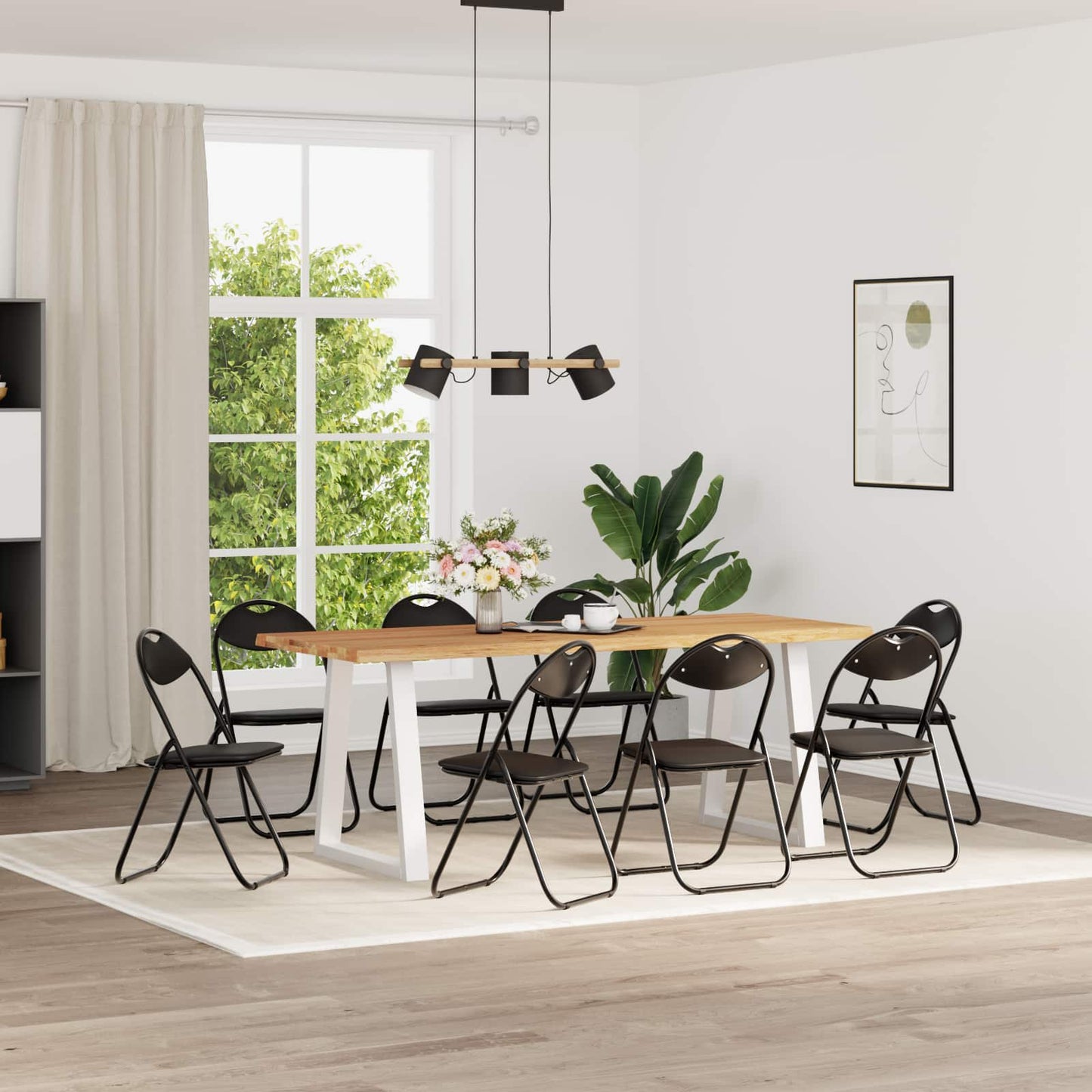 Samlebar Dinning Stol 8 pcs Svart 48 x 43,5 x 81 cm PVC stål vidaXL