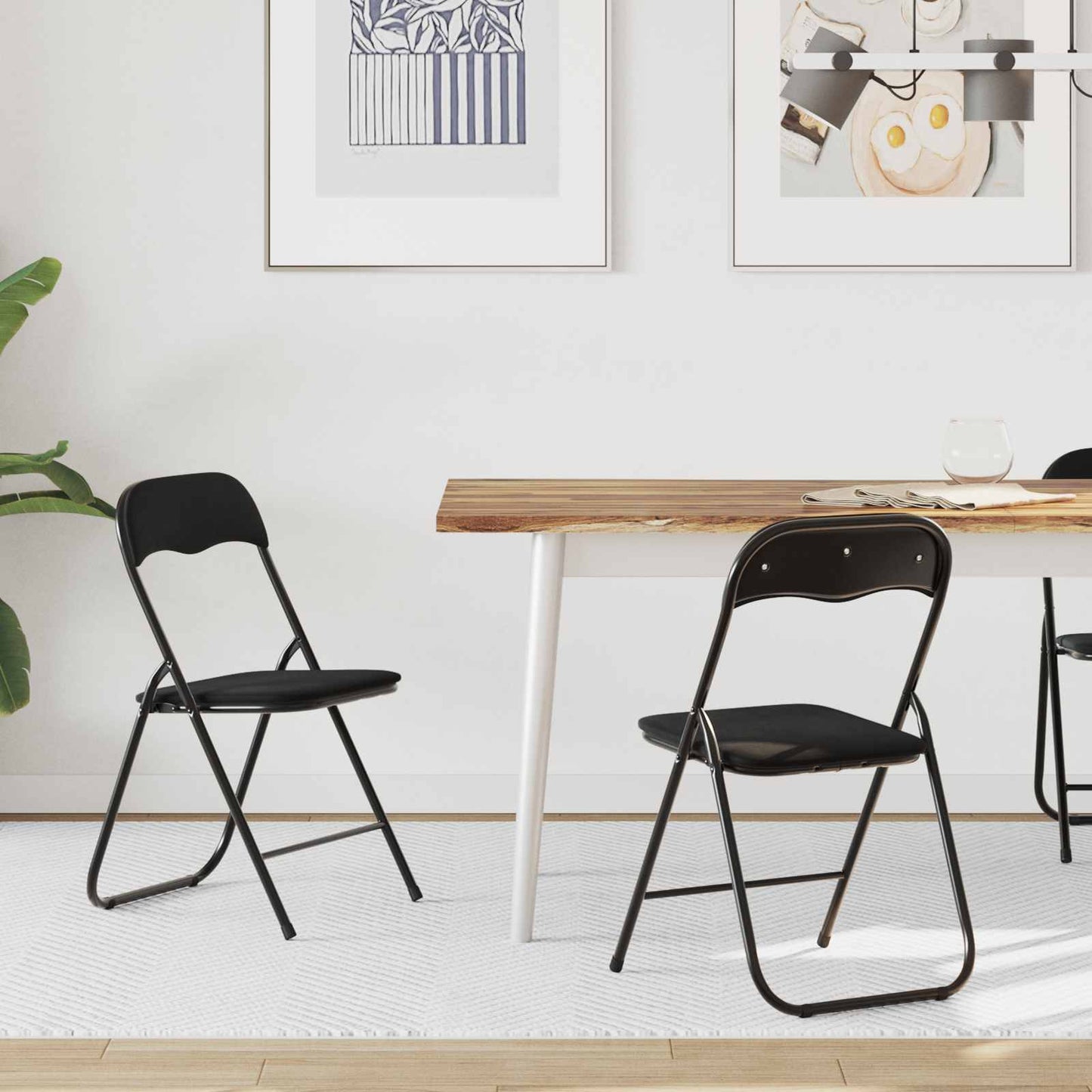 Sammenleggbart stol 2 pcs Svart 48 x 44 x 78 cm Fløyel