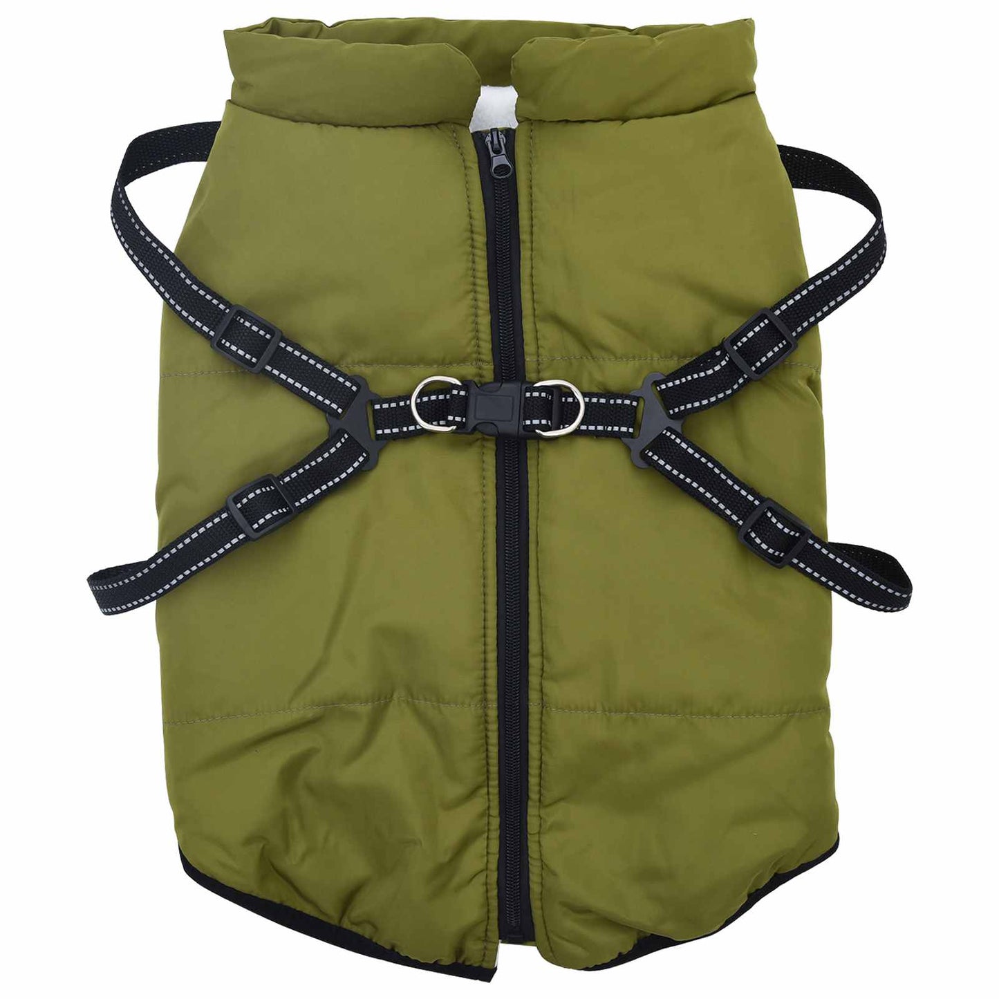 Hund Frakk Army grønn L48 Fleece og polyester