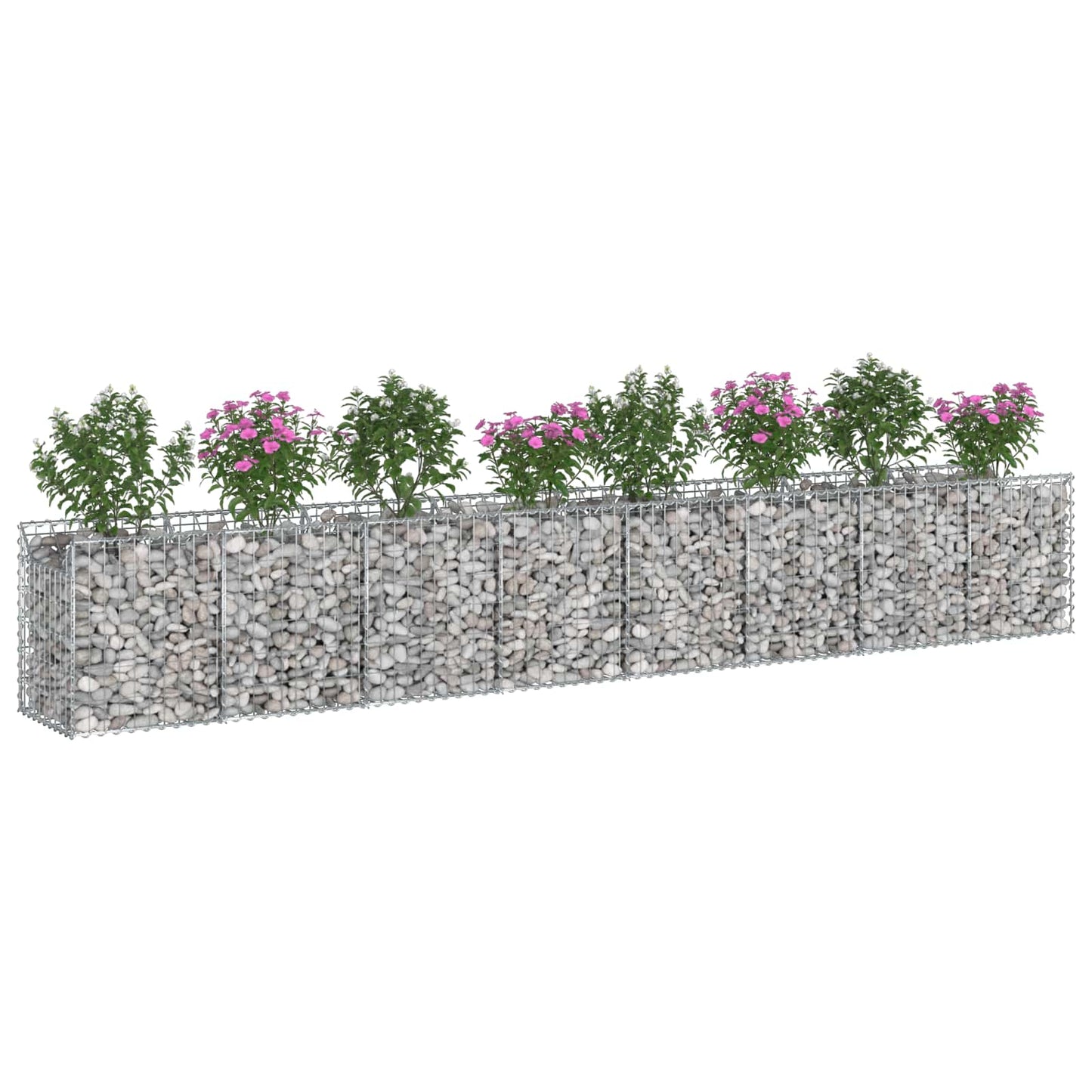Gabion hevet seng 2 pcs sølv 400 x 50 x 60 cm Galvanisert Stål vidaXL