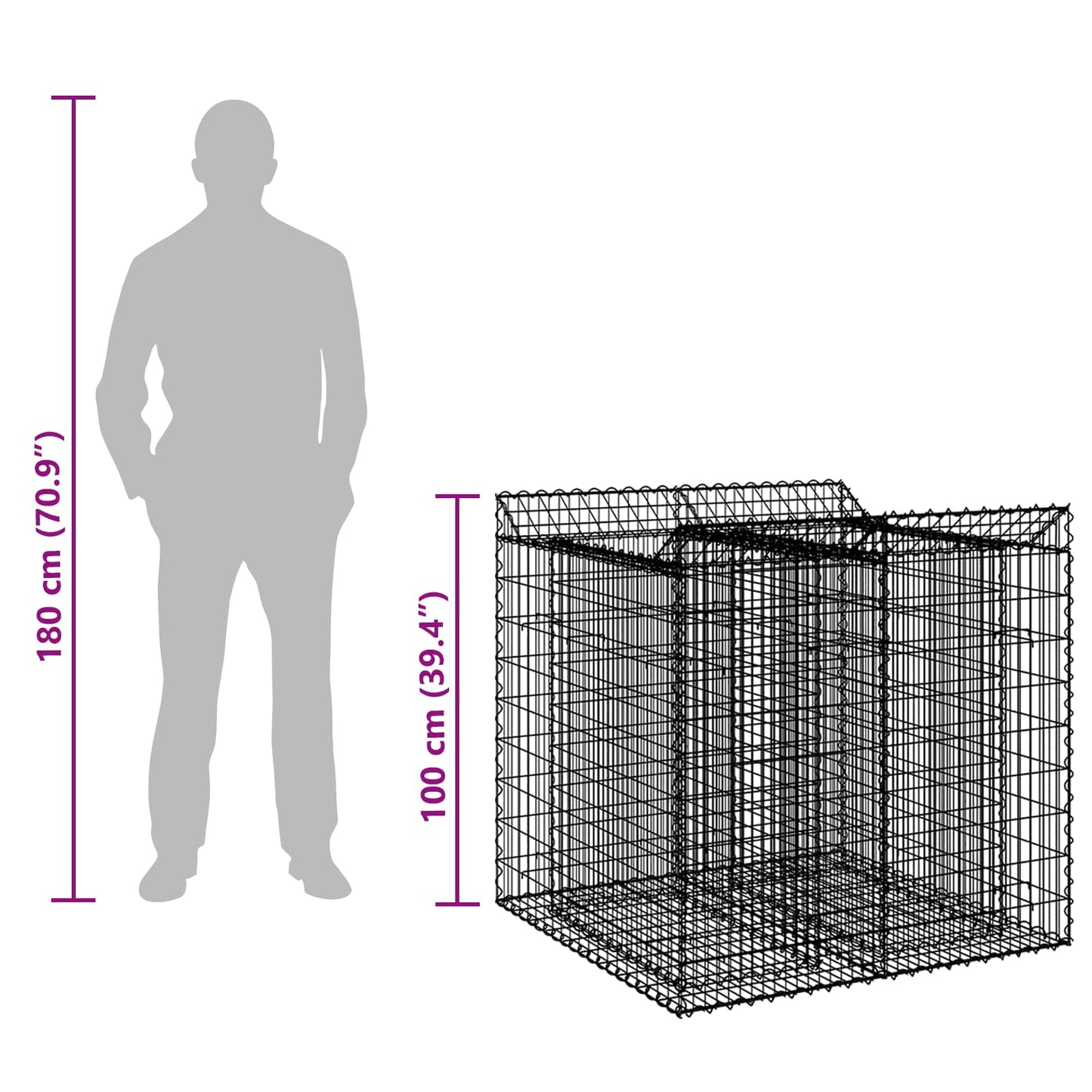 Gabion hevet seng 2 pcs Sølv