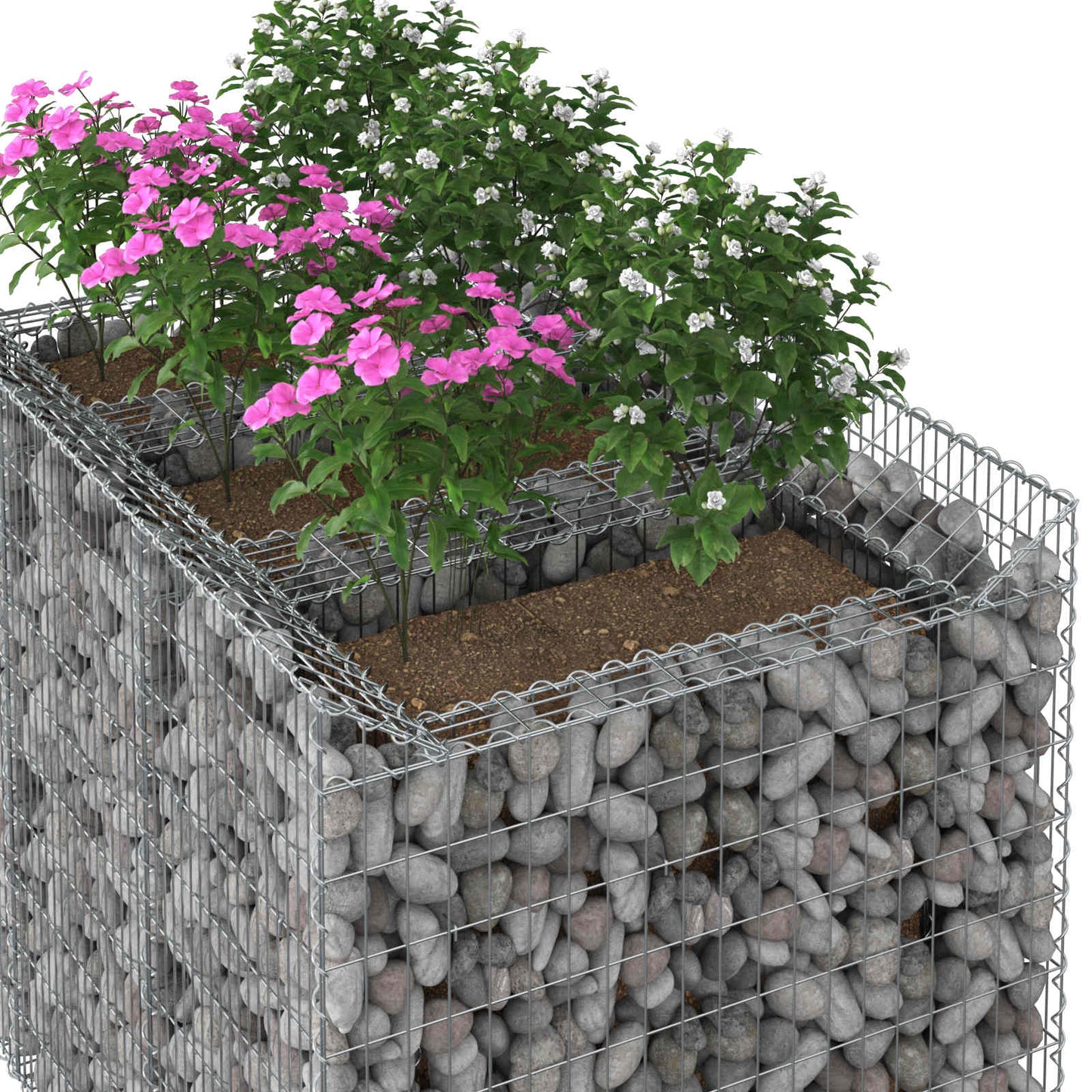 Gabion hevet seng 2 pcs Sølv