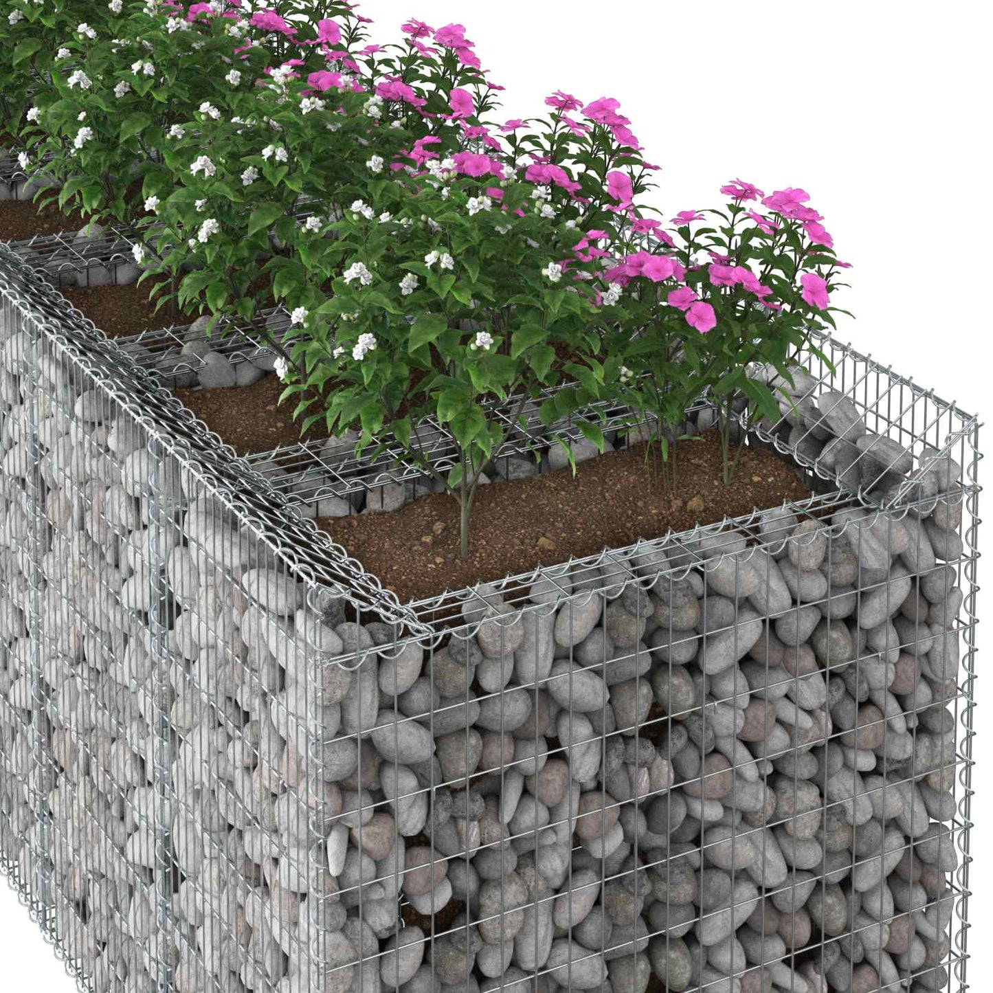 Gabion hevet seng 4 pcs Sølv