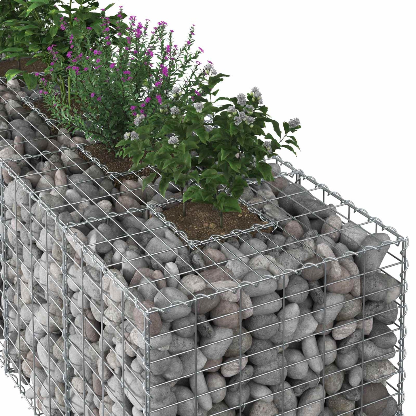 Gabion hevet seng 2 pcs sølv 260 x 60 x 55 cm Galvanisert Stål vidaXL