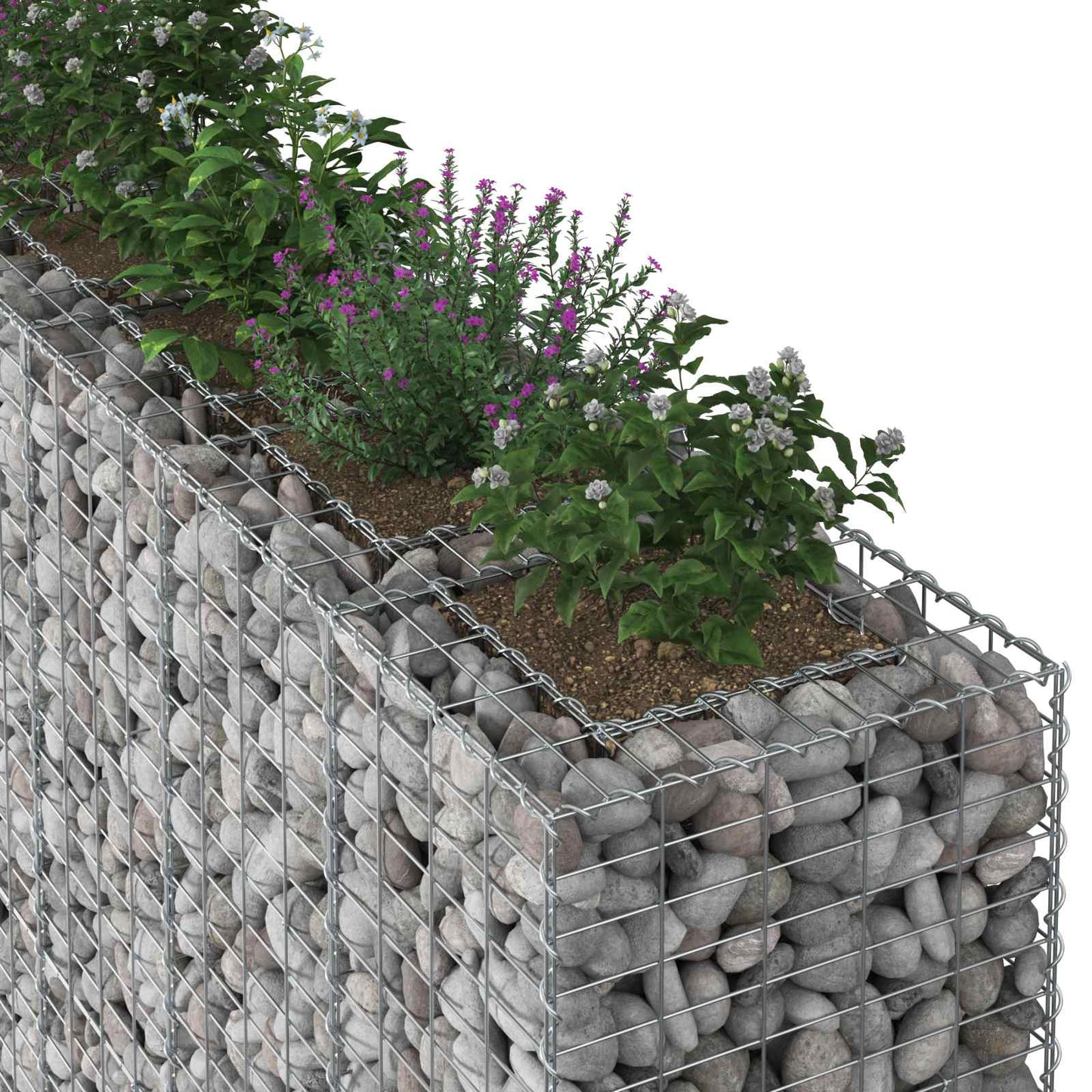 Gabion hevet seng 3 pcs sølv 250 x 50 x 150 cm Galvanisert Stål vidaXL