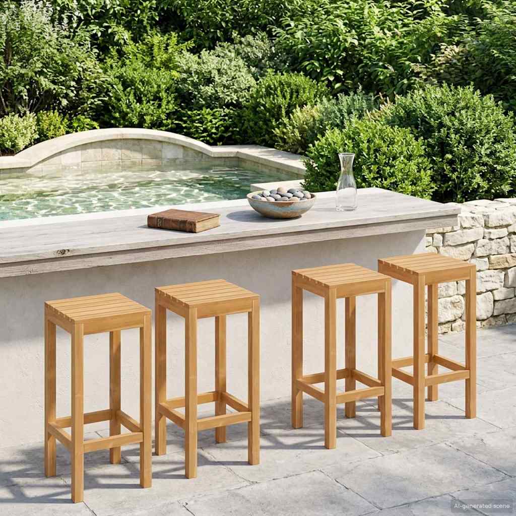 Barstol 4 pcs Naturlig Massivt Teaktre