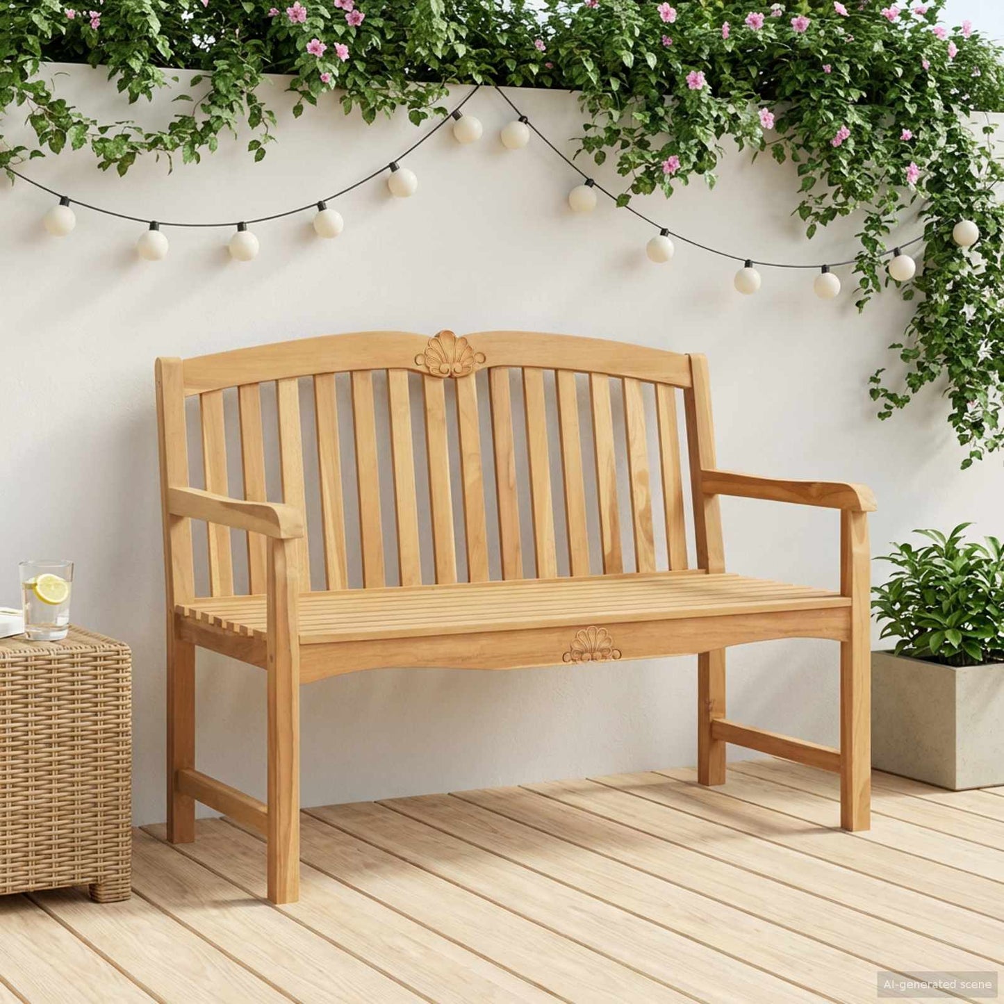 Håndlaget Rosebenk Naturlig 114 x 60 x 95 cm Massivt Teaktre