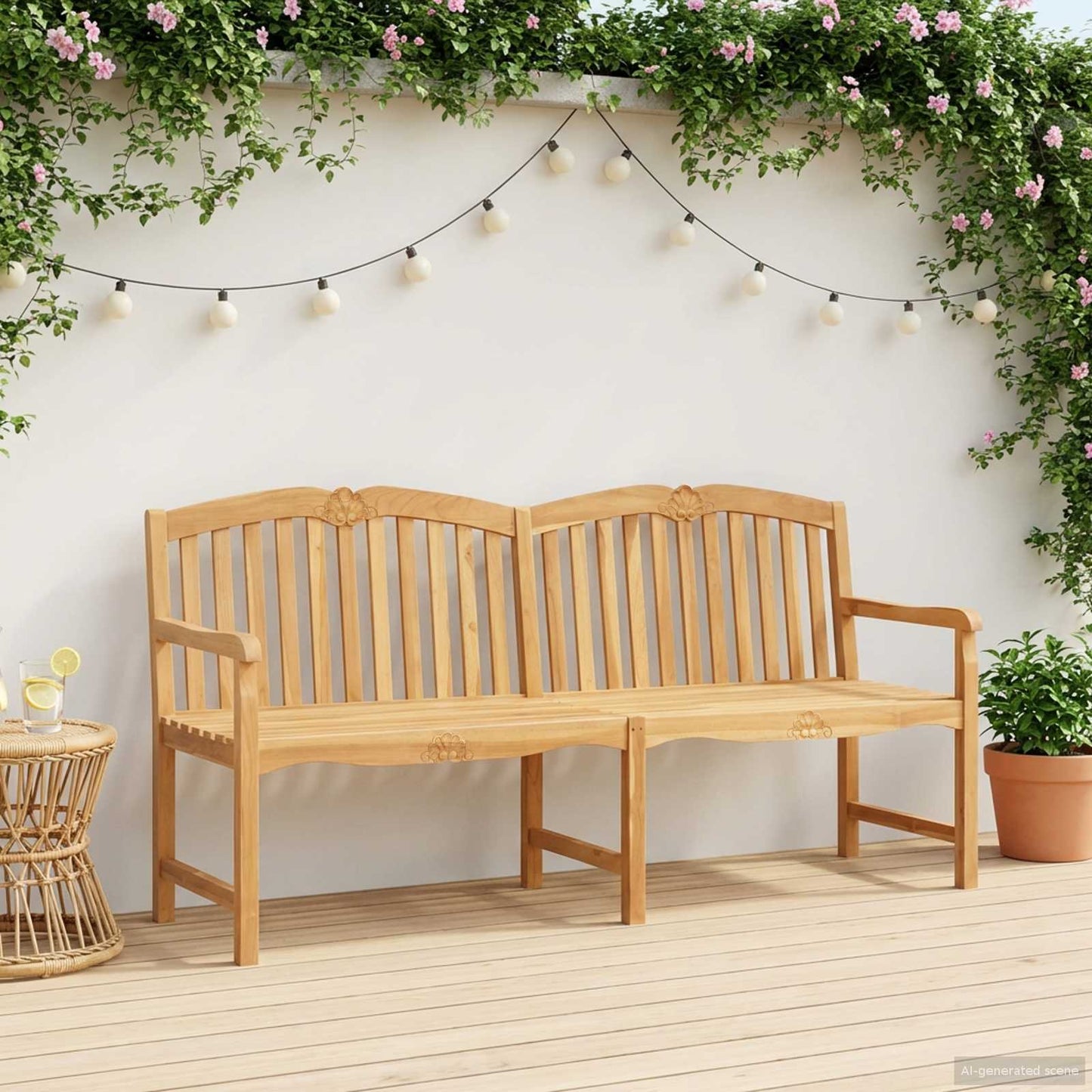 Håndlaget Rosebenk Naturlig 180,5 x 60 x 96 cm Massivt Teaktre