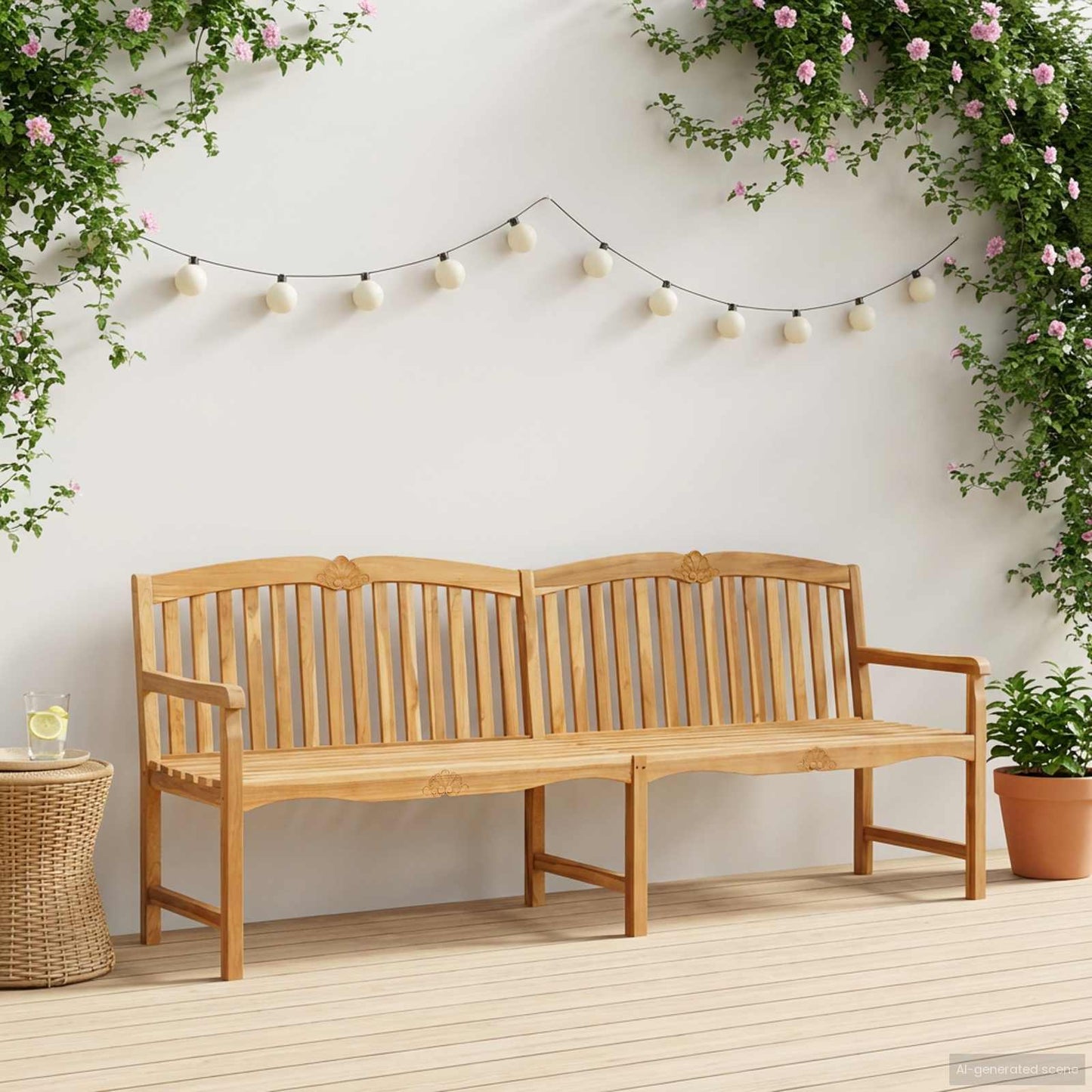 Håndlaget Rosebenk 228 x 61 x 94,5 cm Massivt Teaktre Naturlig