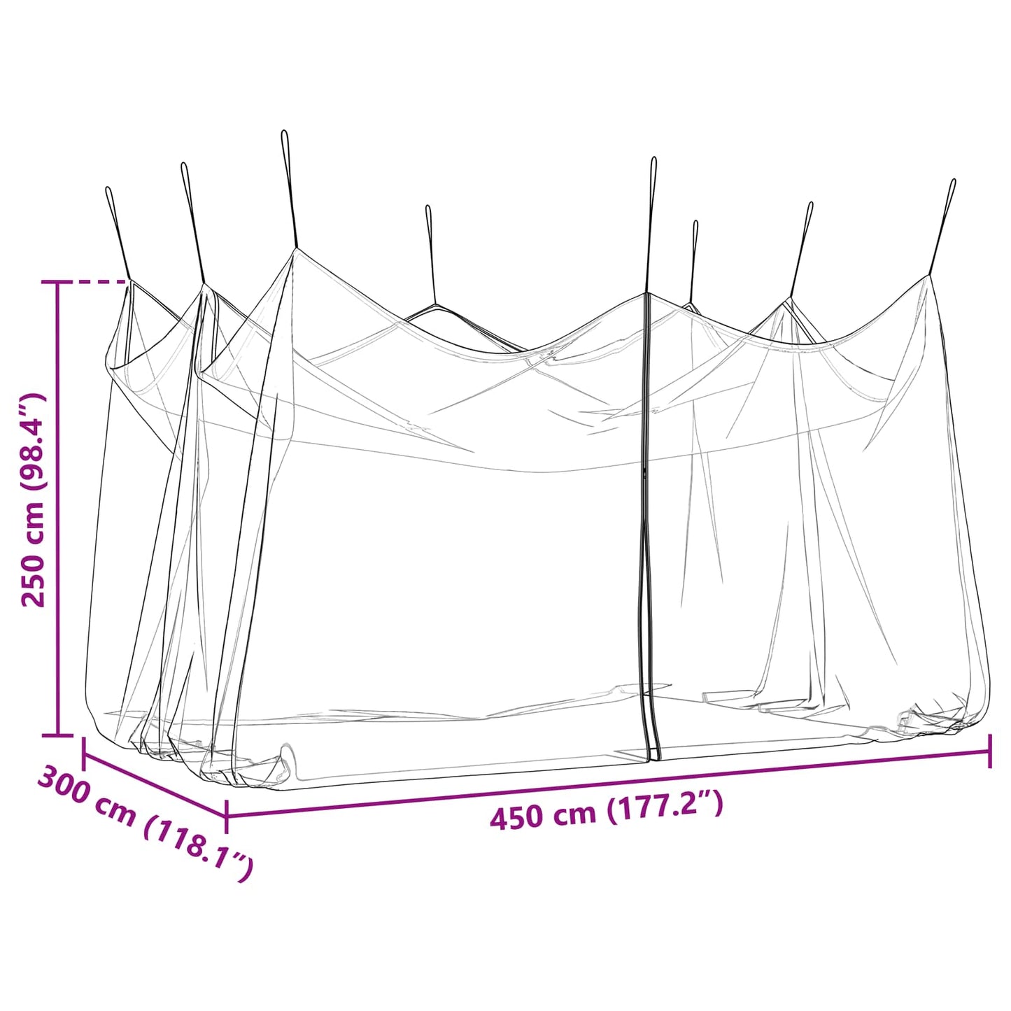 Hage Myggenett 156 Mesh Hvit 3 x 4,5 x 2,5 m Polyester